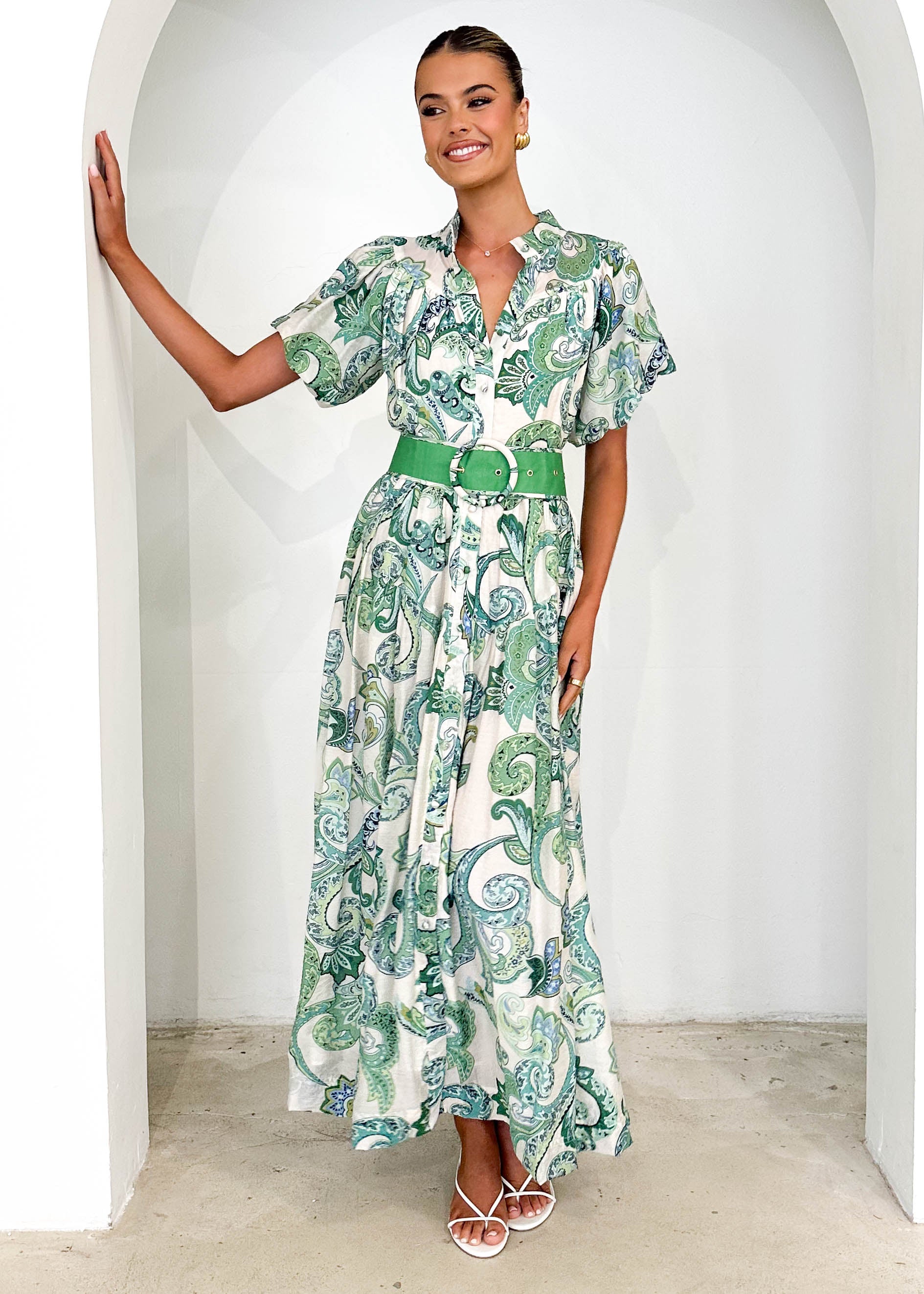 Ciroc Maxi Dress - Green Paisley