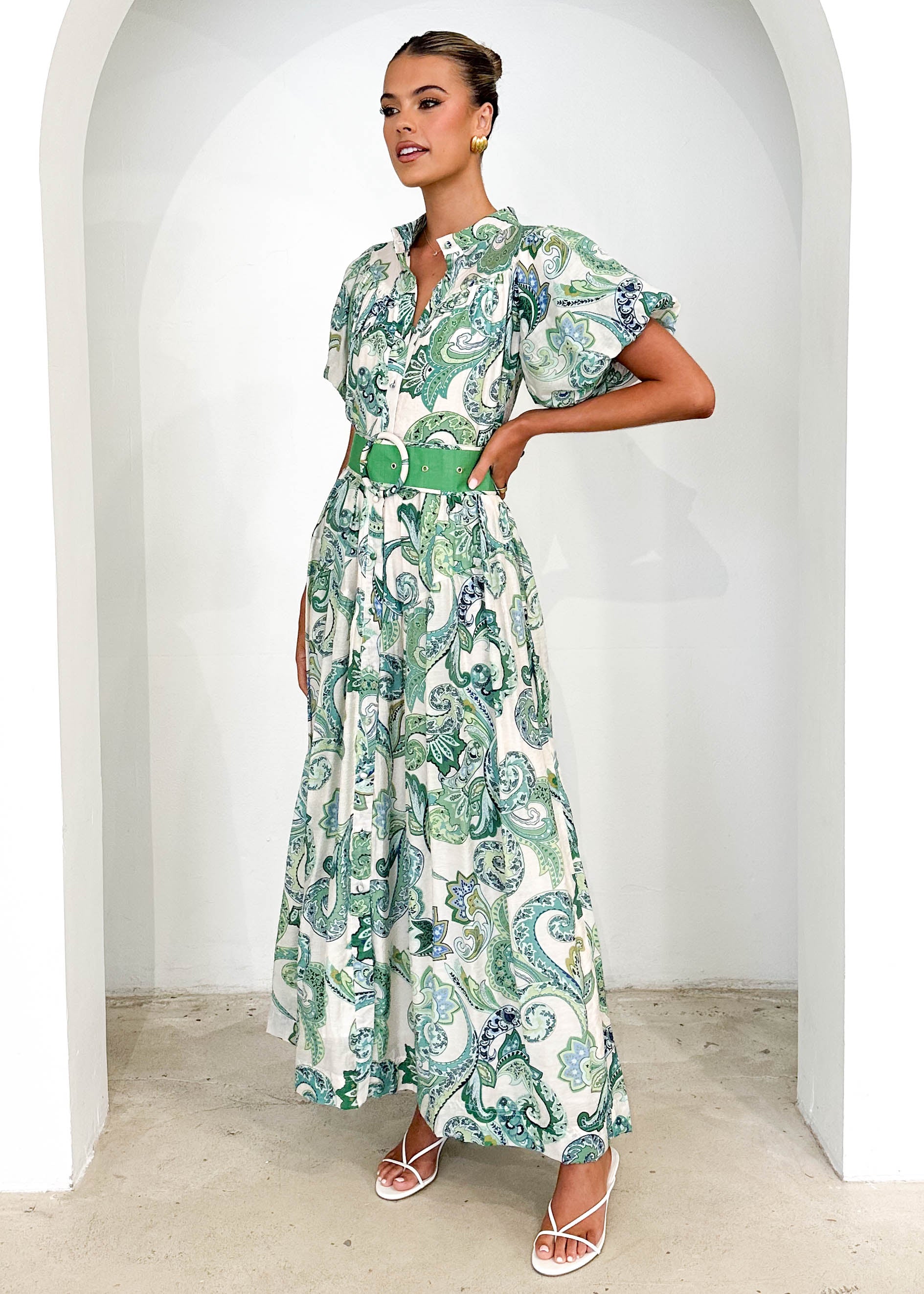 Ciroc Maxi Dress - Green Paisley