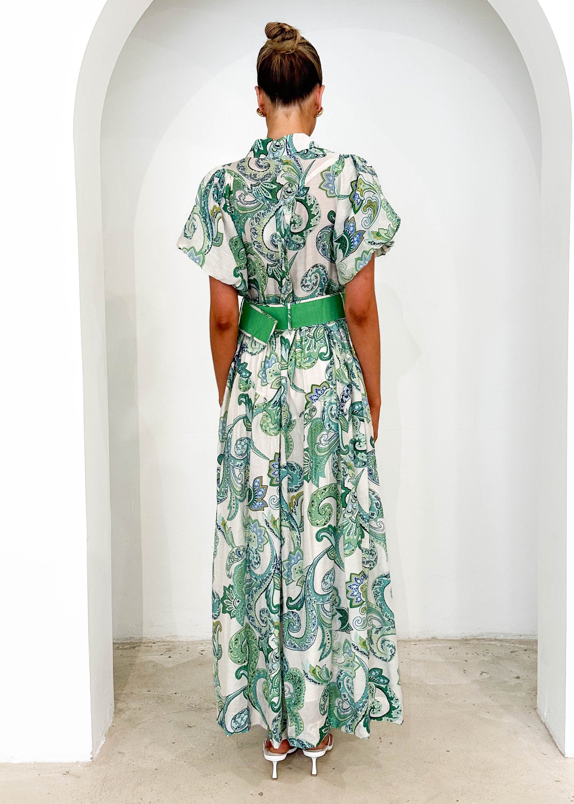 Ciroc Maxi Dress - Green Paisley