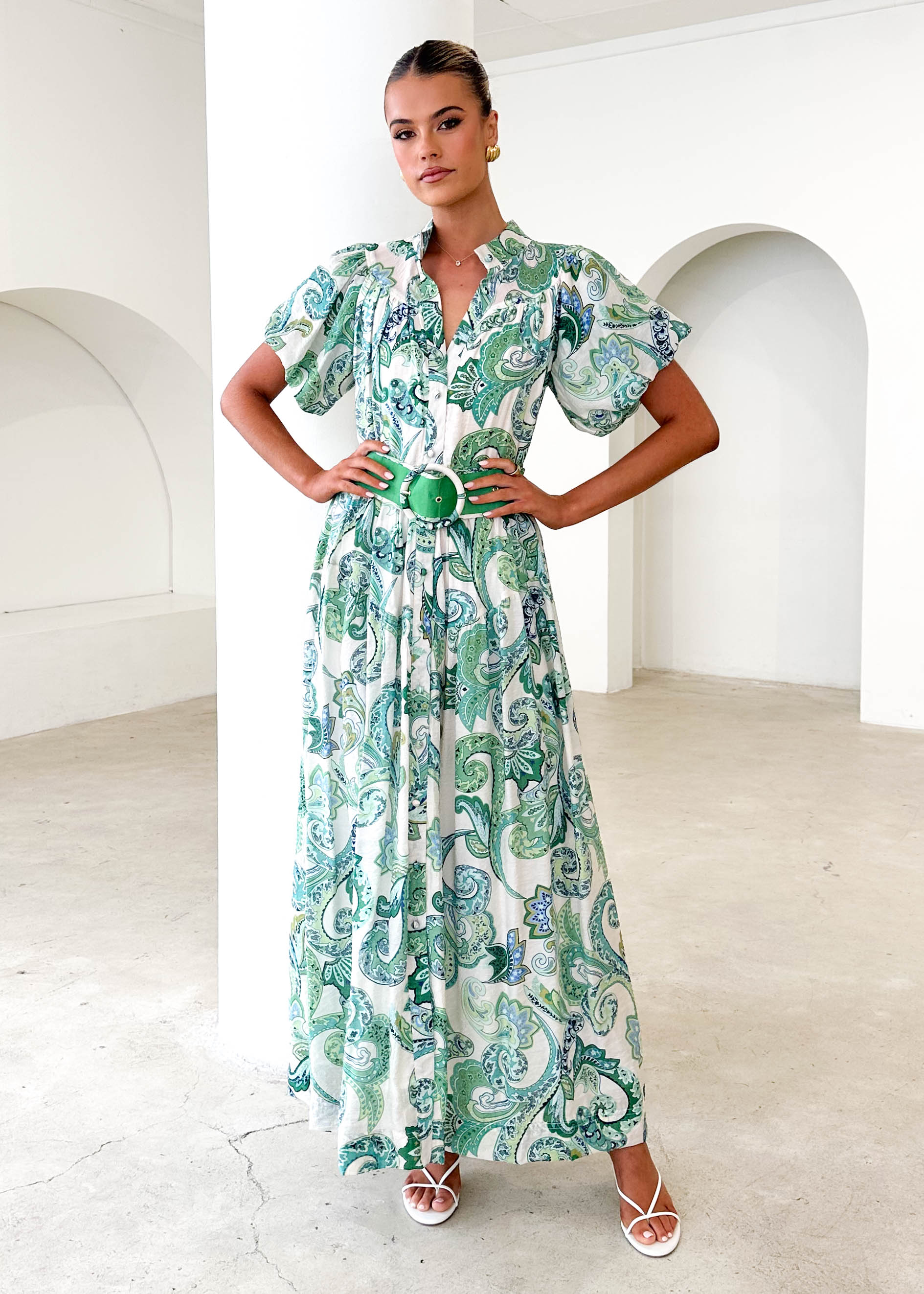 Ciroc Maxi Dress - Green Paisley