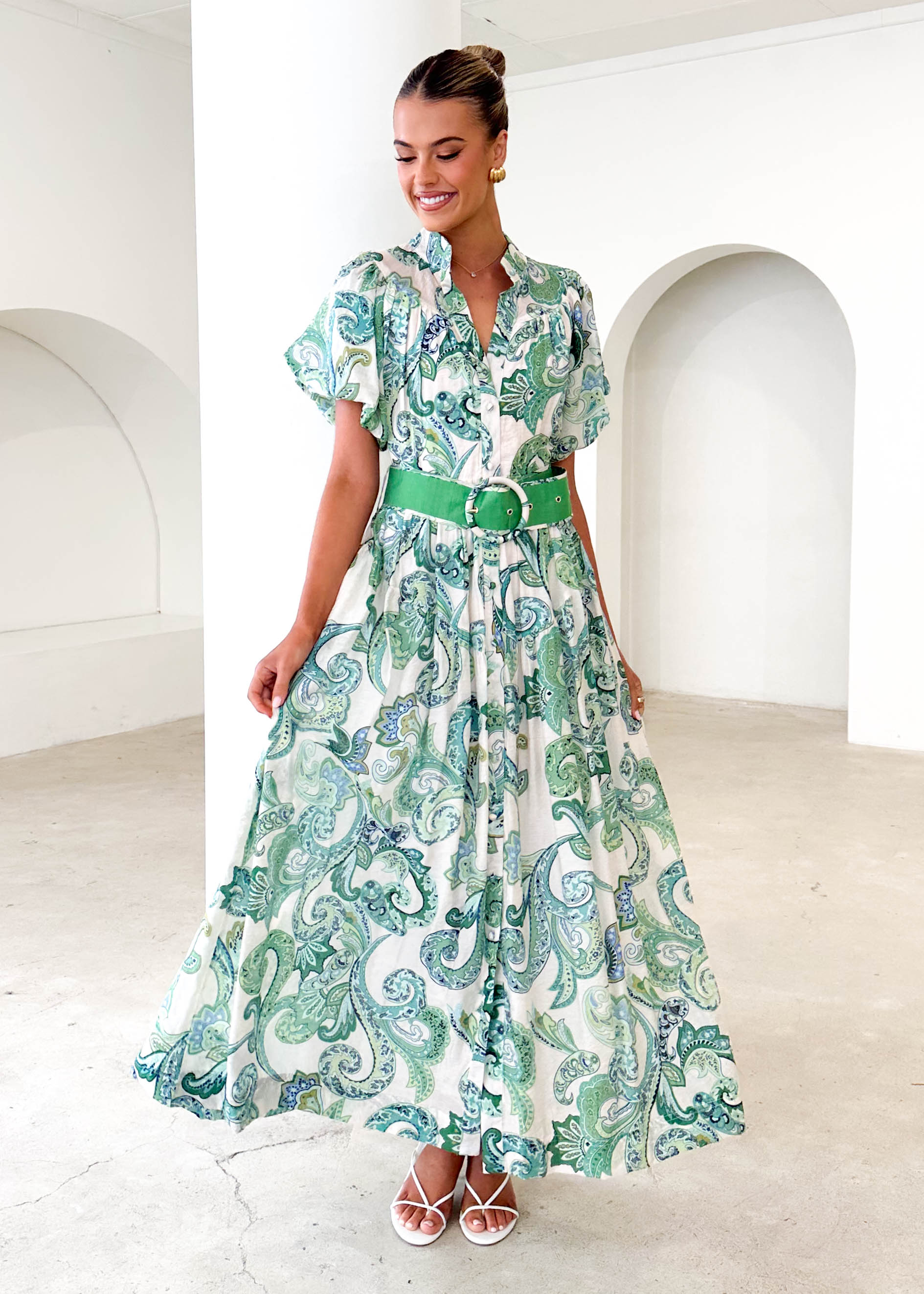 Ciroc Maxi Dress - Green Paisley