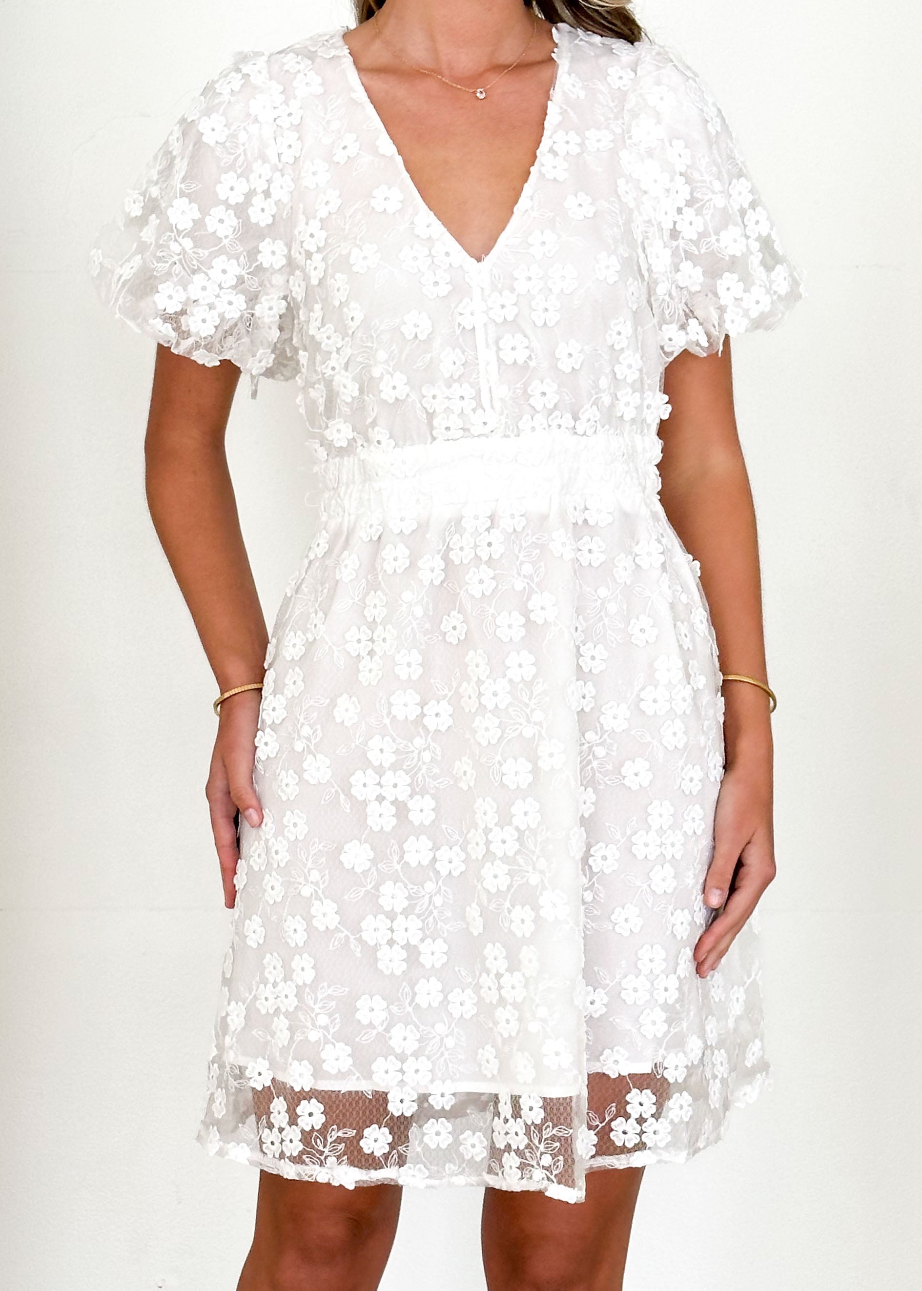 Falta Embroidered Dress - Off White