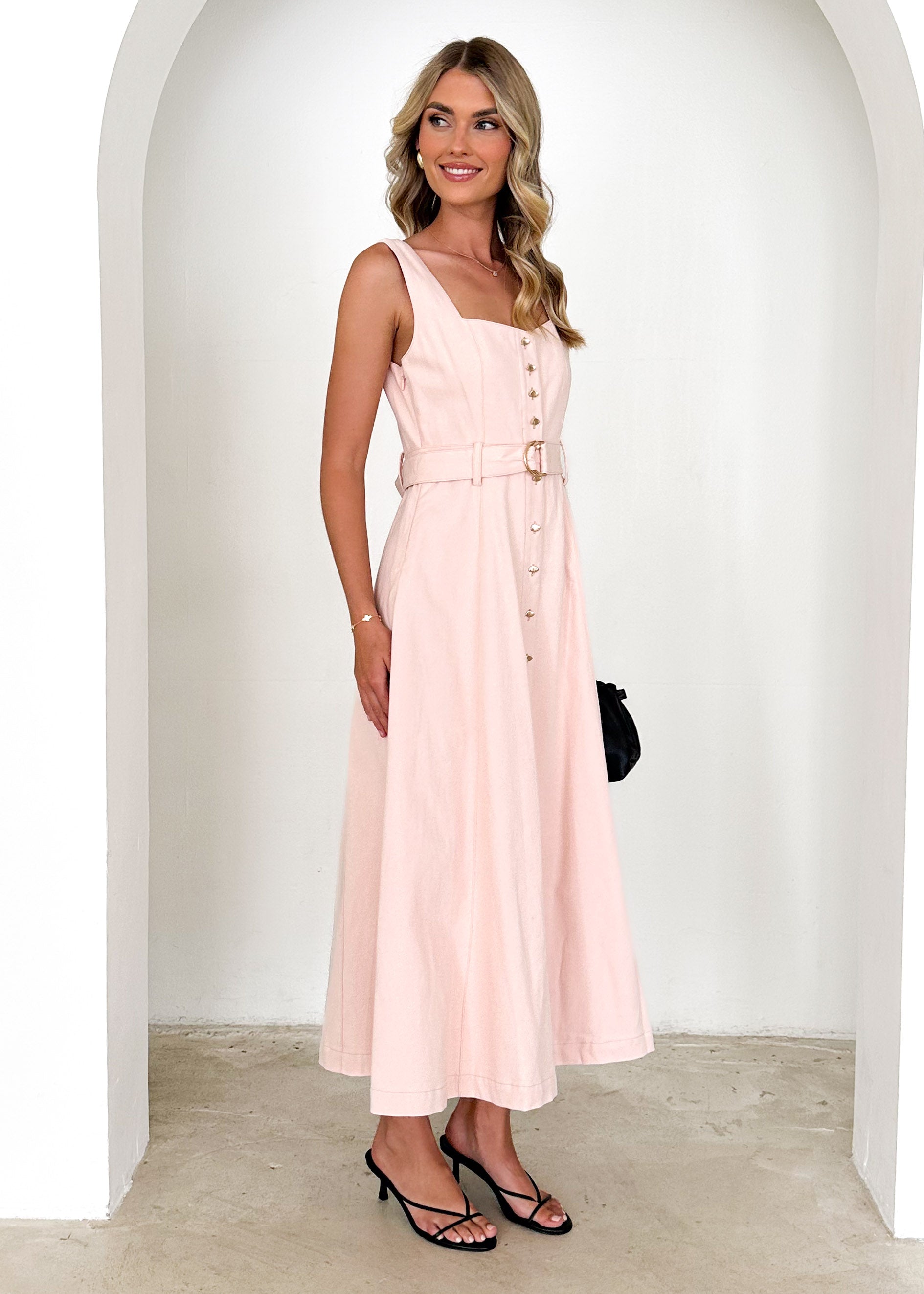 Kidsla Denim Midi Dress - Baby Pink