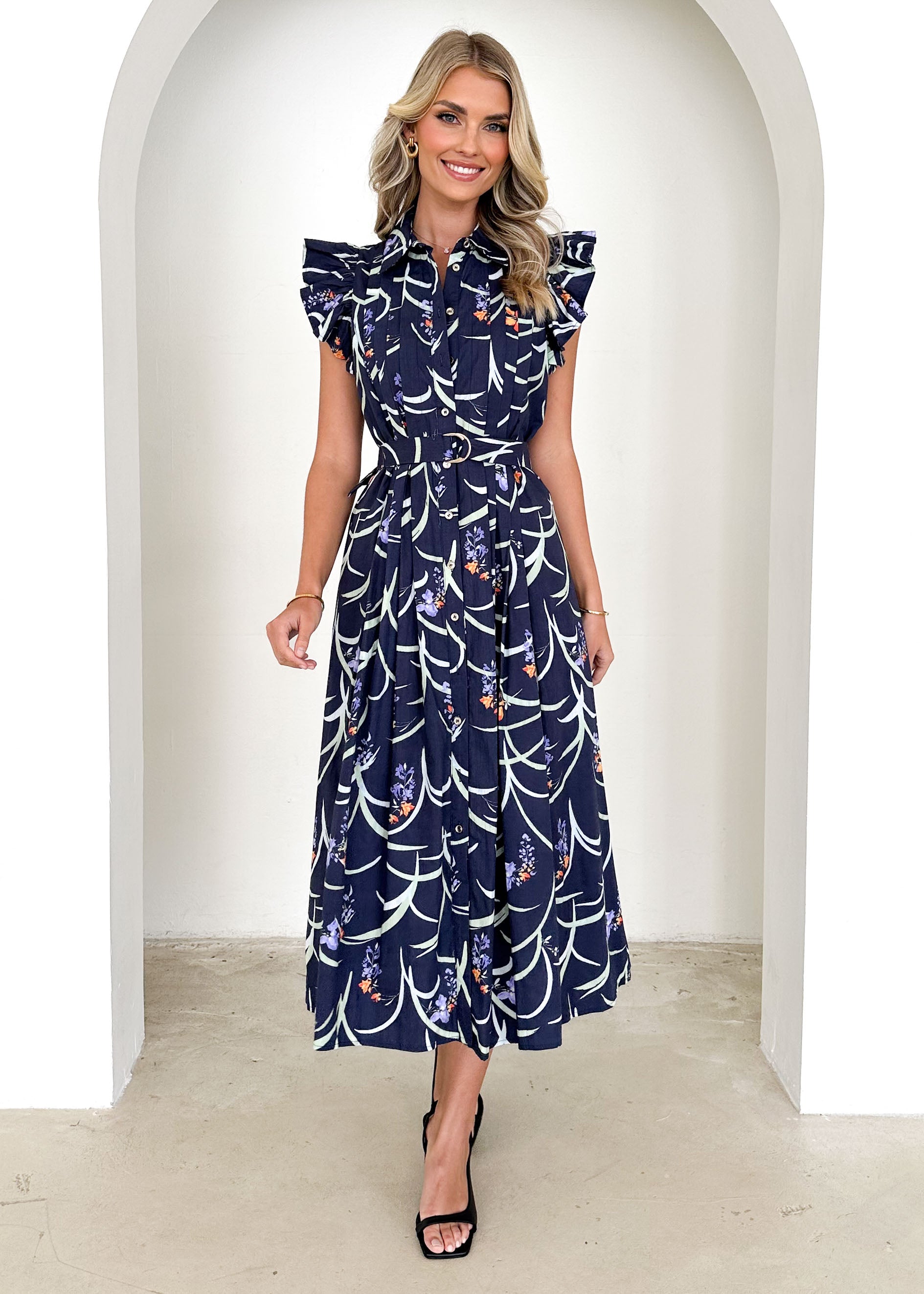 Womley Midi Dress - Navy Floral