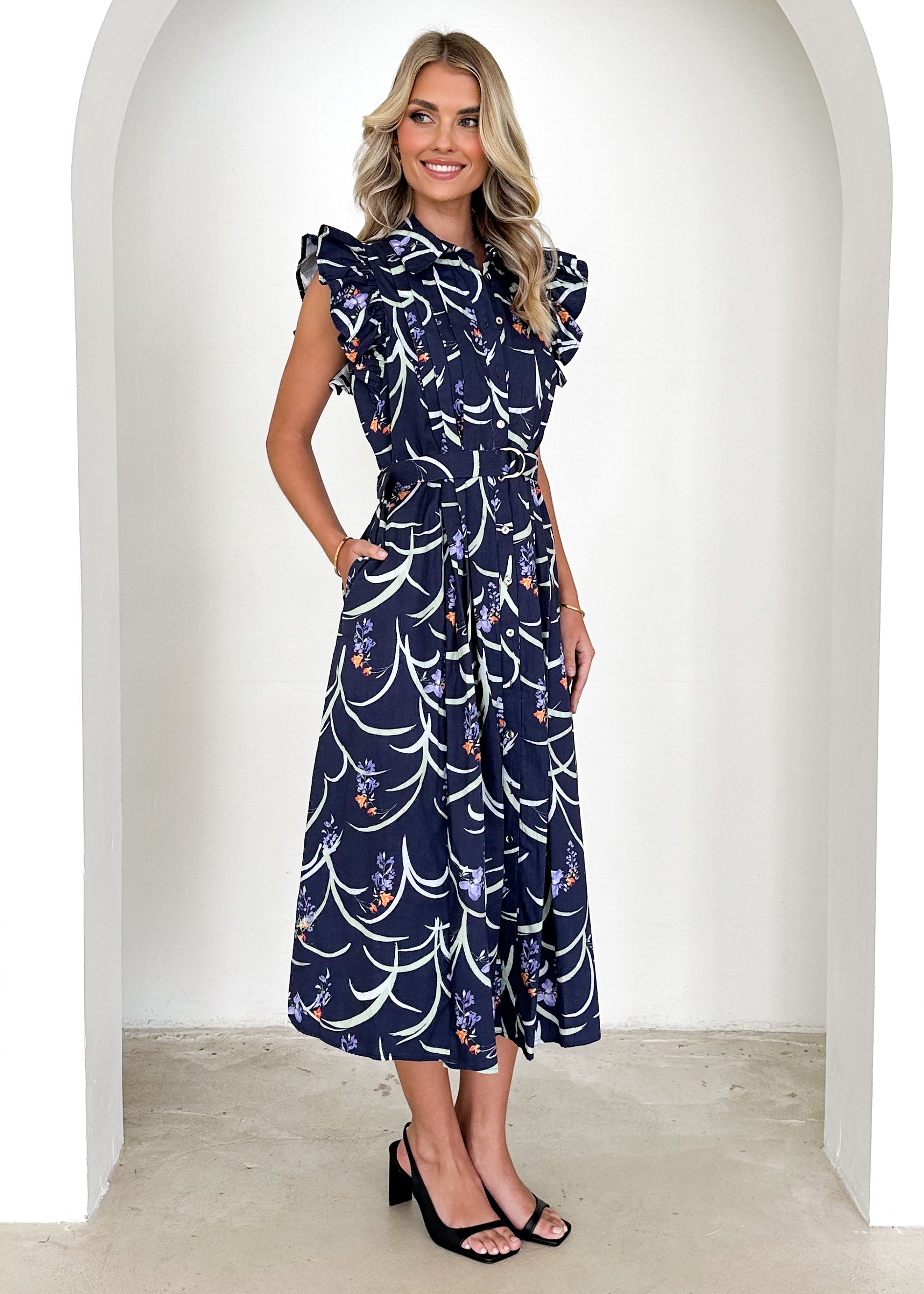 Womley Midi Dress - Navy Floral