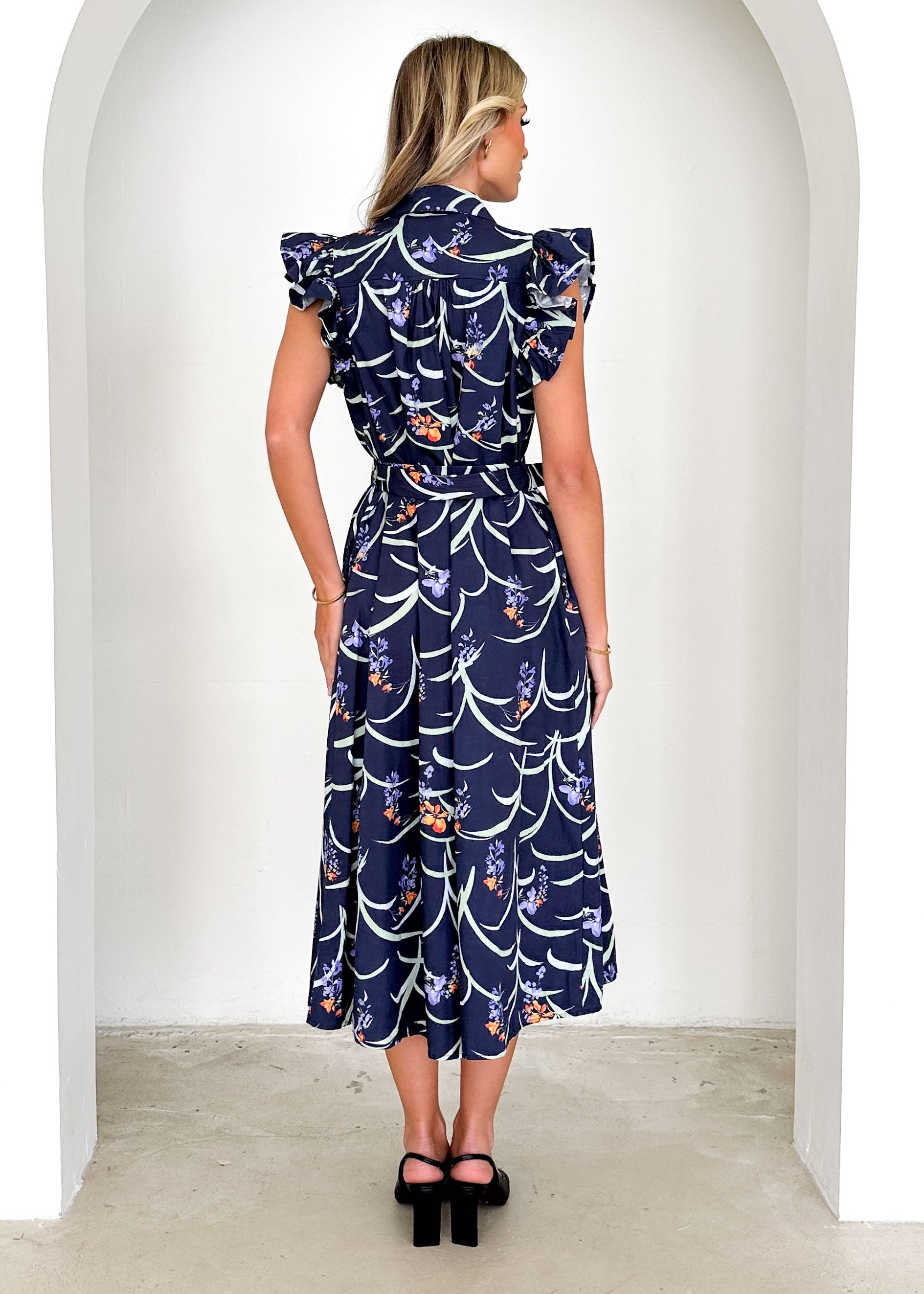 Womley Midi Dress - Navy Floral