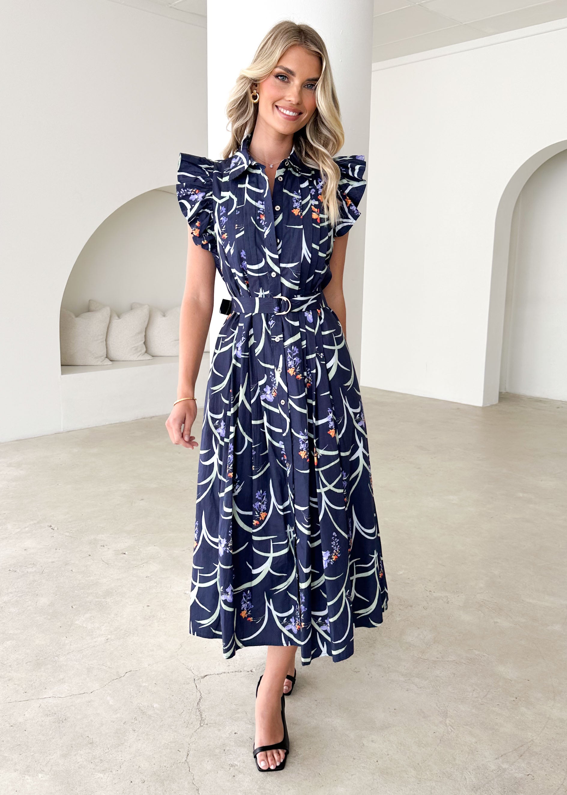 Womley Midi Dress - Navy Floral