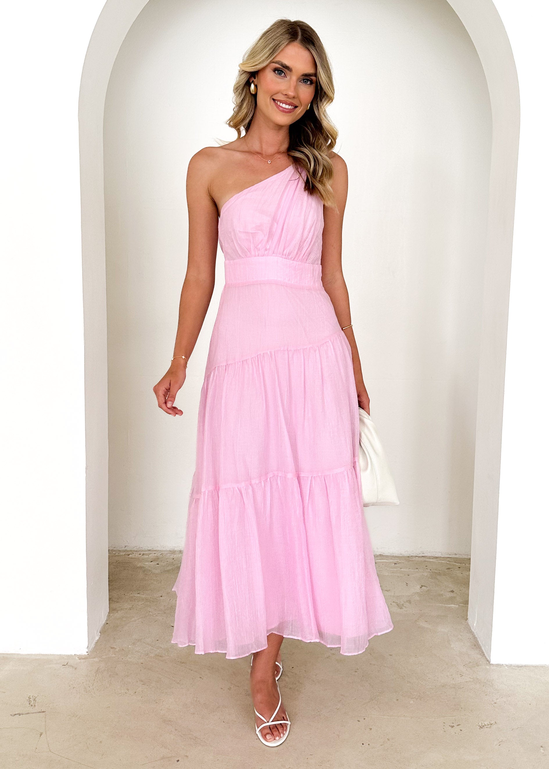 Jade One Shoulder Maxi Dress - Pink