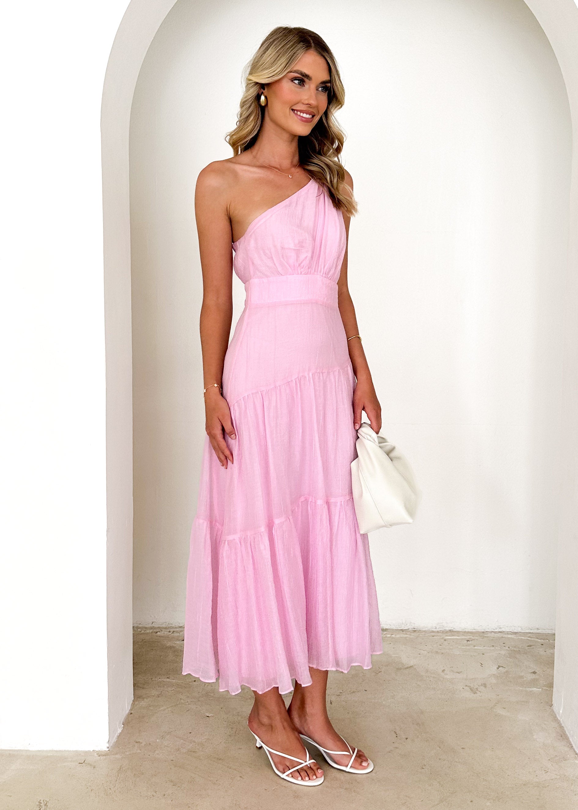 Jade One Shoulder Maxi Dress - Pink