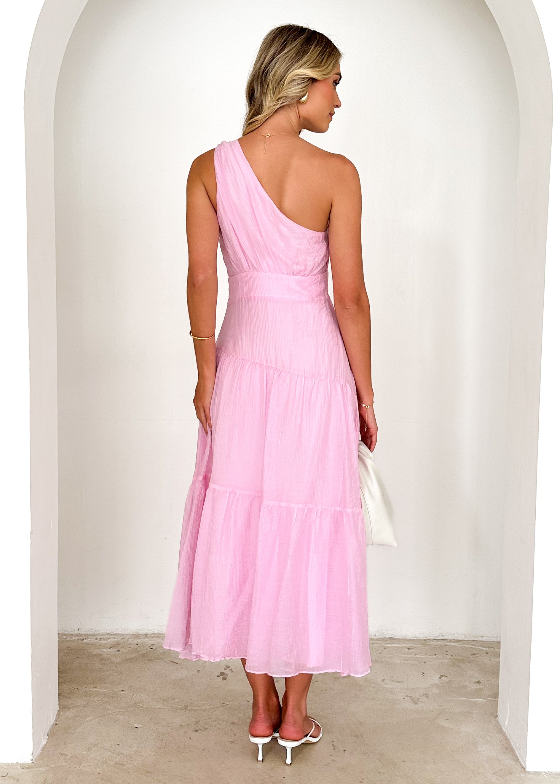 Jade One Shoulder Maxi Dress - Pink