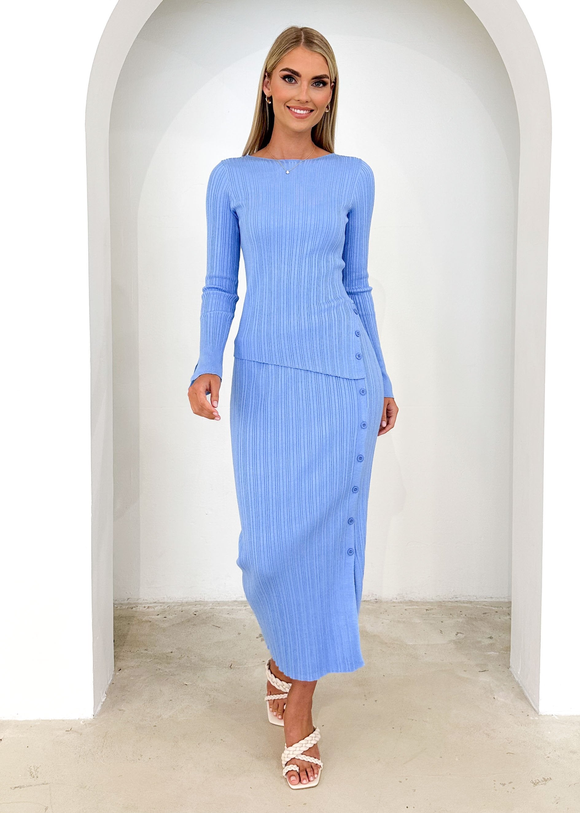 Atoir Knit Midi Skirt - Blue