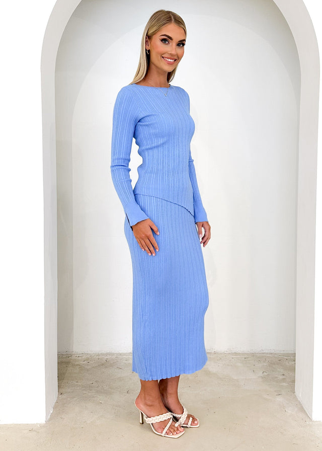 Atoir Knit Midi Skirt - Blue