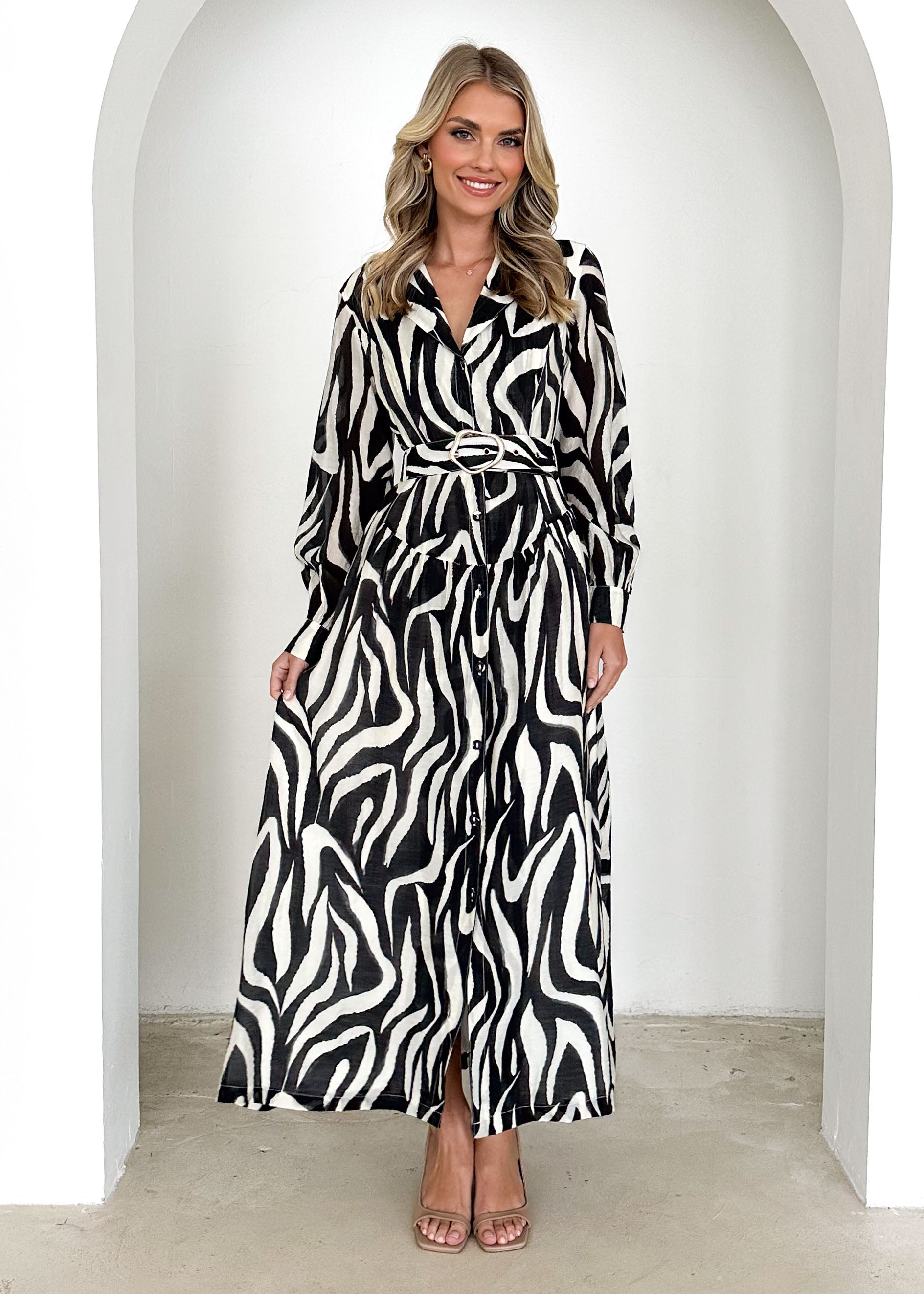 Keelee Maxi Dress - Black Swirl