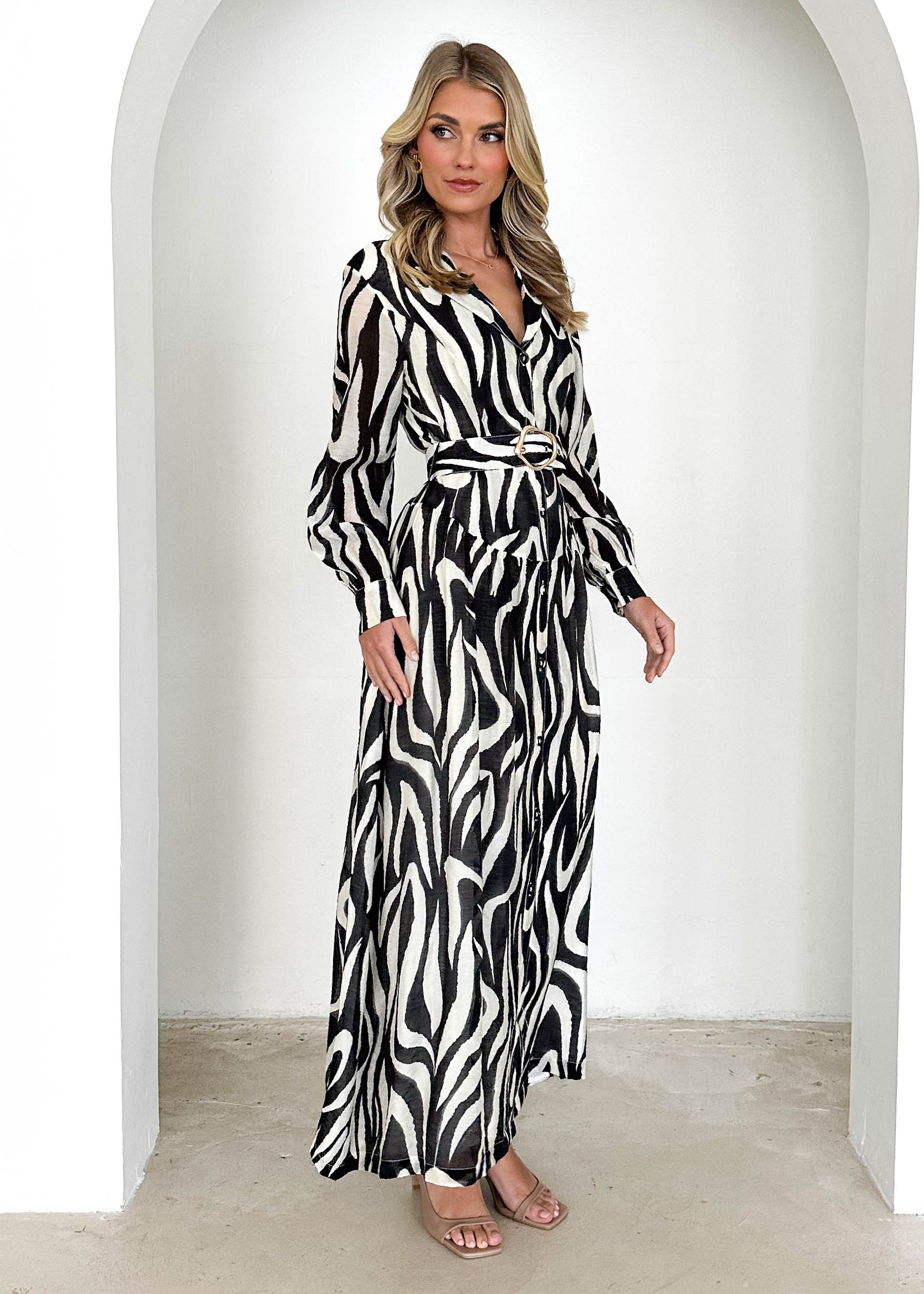 Keelee Maxi Dress - Black Swirl