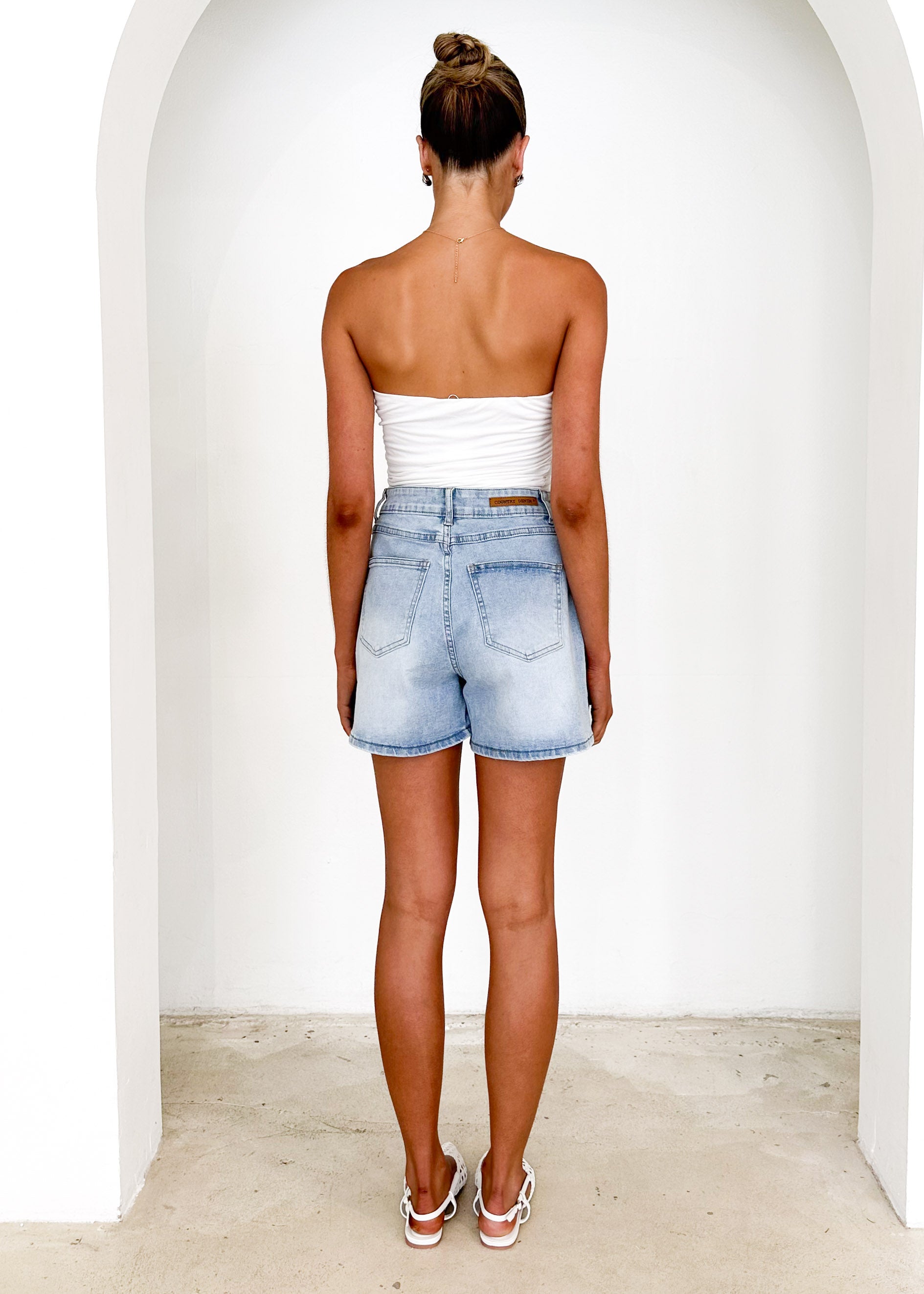 Kista Stretch Denim Shorts - Light Blue