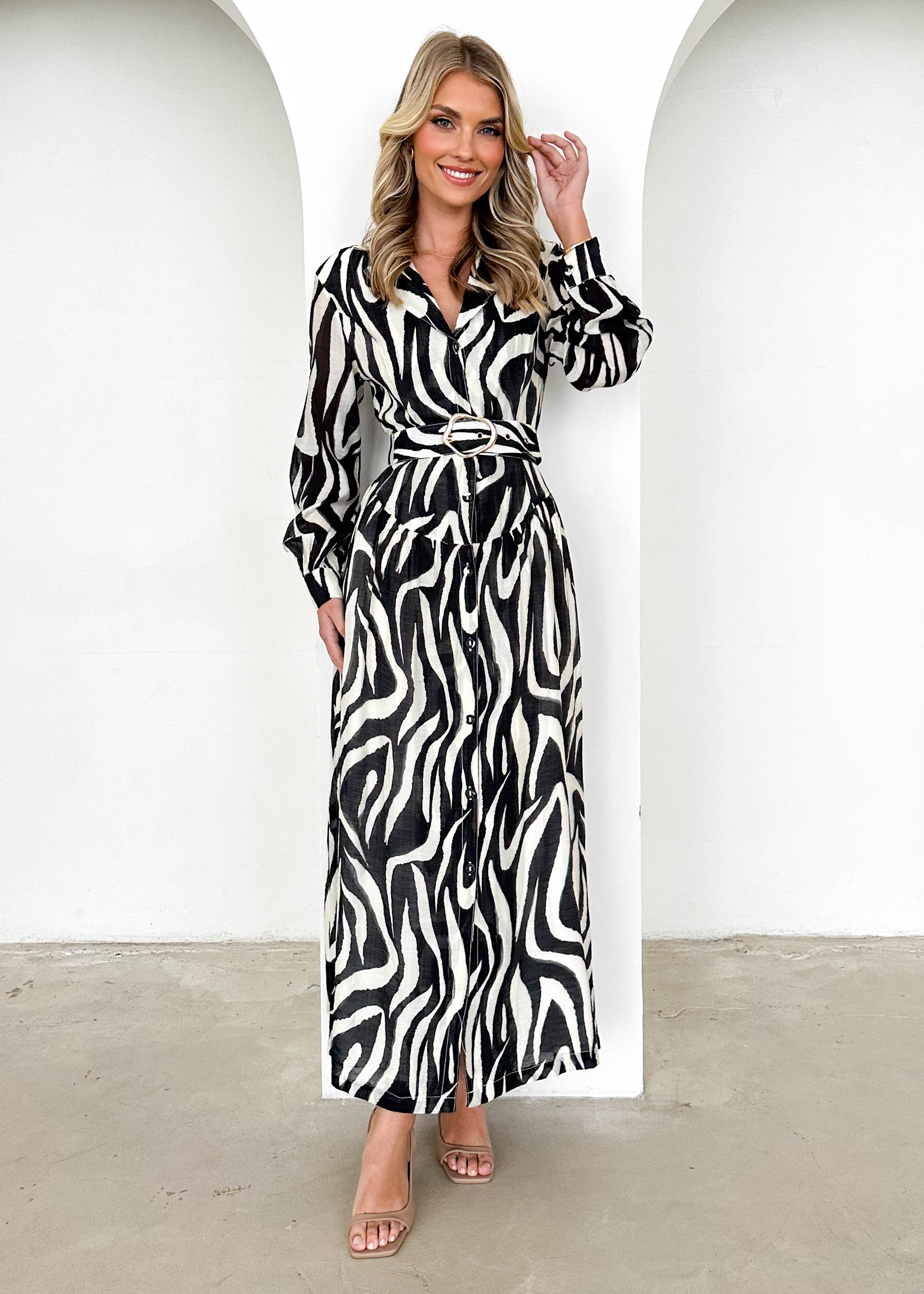 Keelee Maxi Dress - Black Swirl