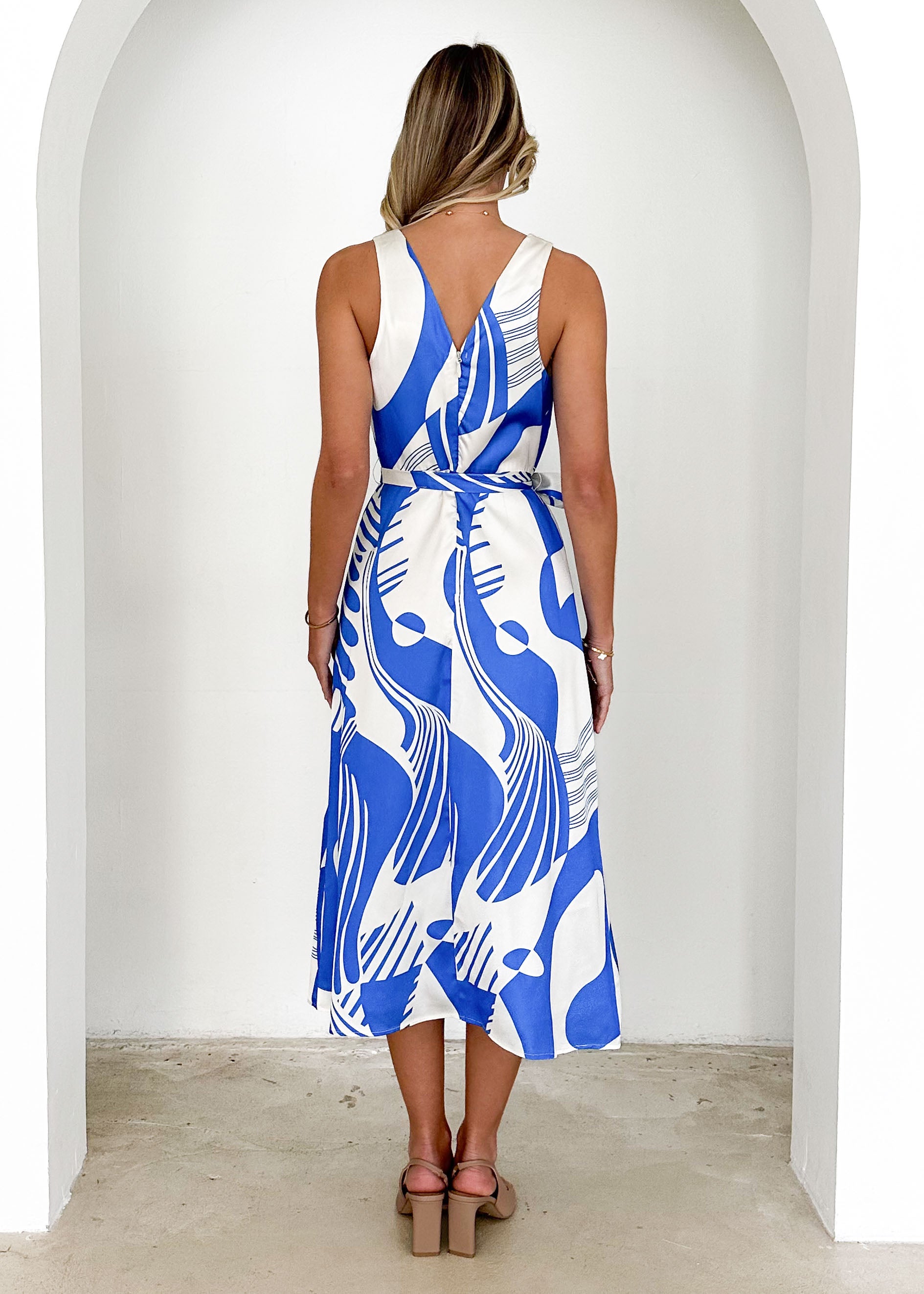 Palique Midi Dress - Cobalt Abstract