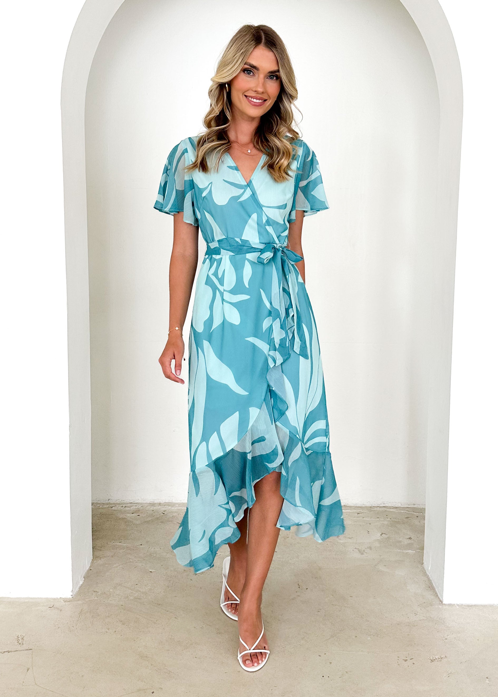 Daisy Midi Dress - Teal Floral