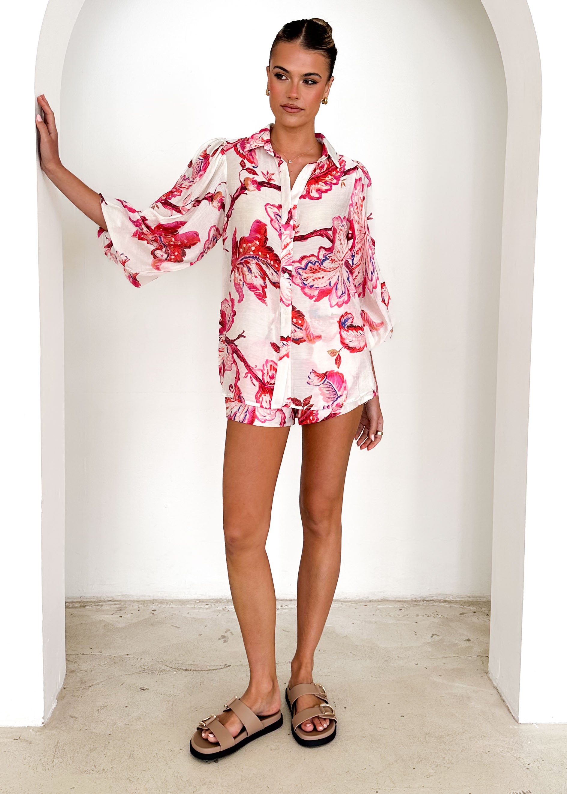 Paloma Shirt - Red Floral