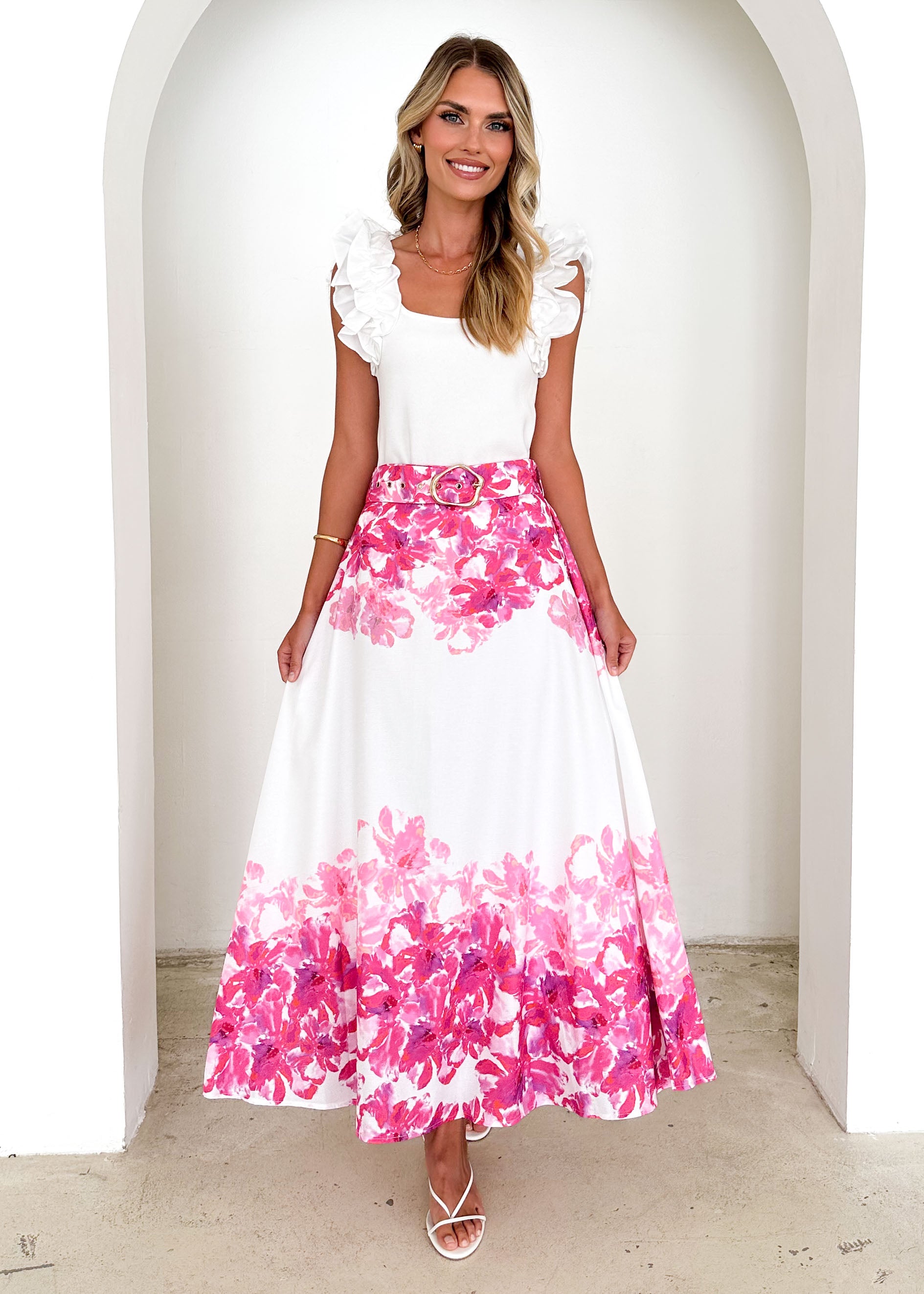 Averie Maxi Skirt - Pink Floral