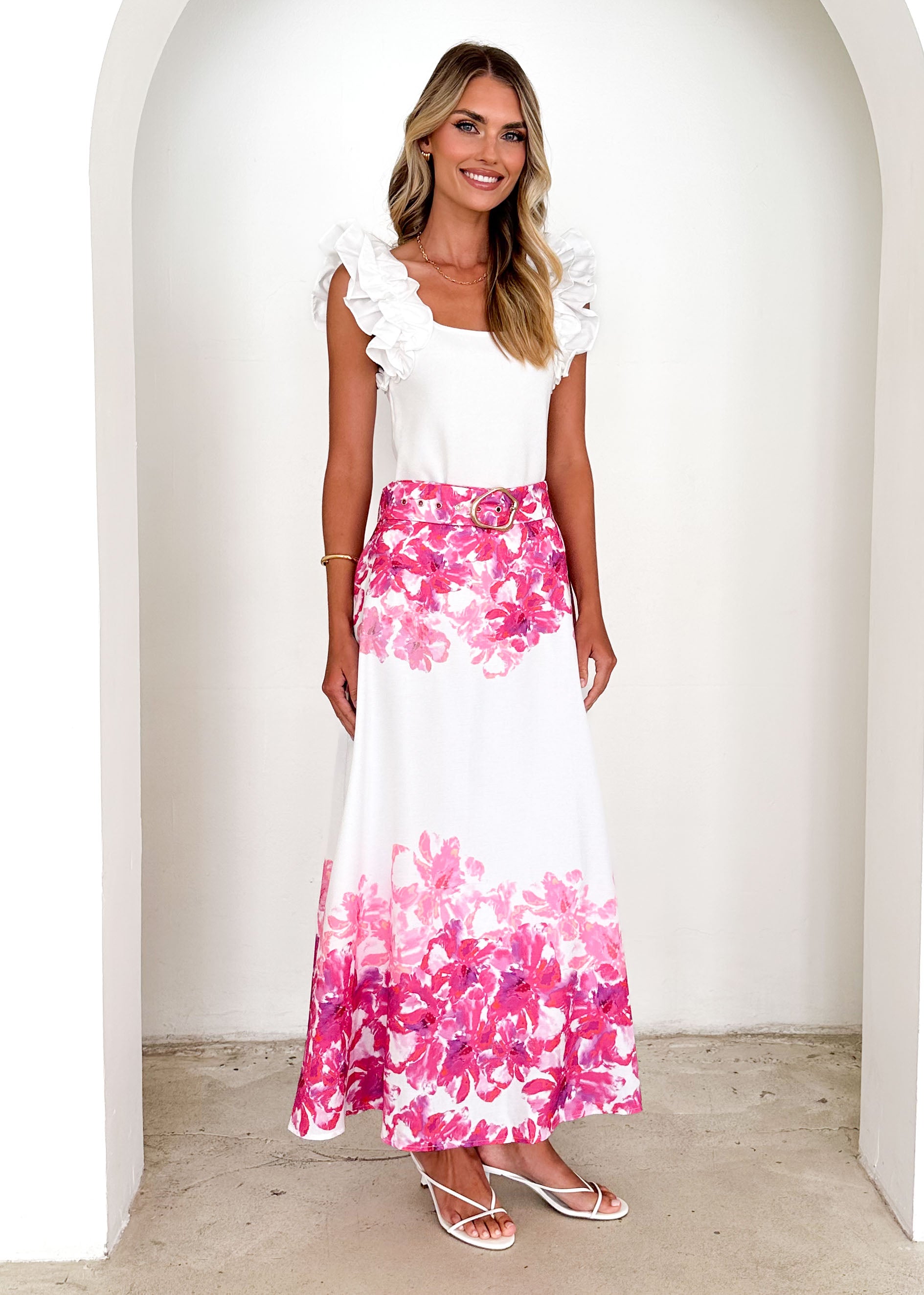 Averie Maxi Skirt - Pink Floral