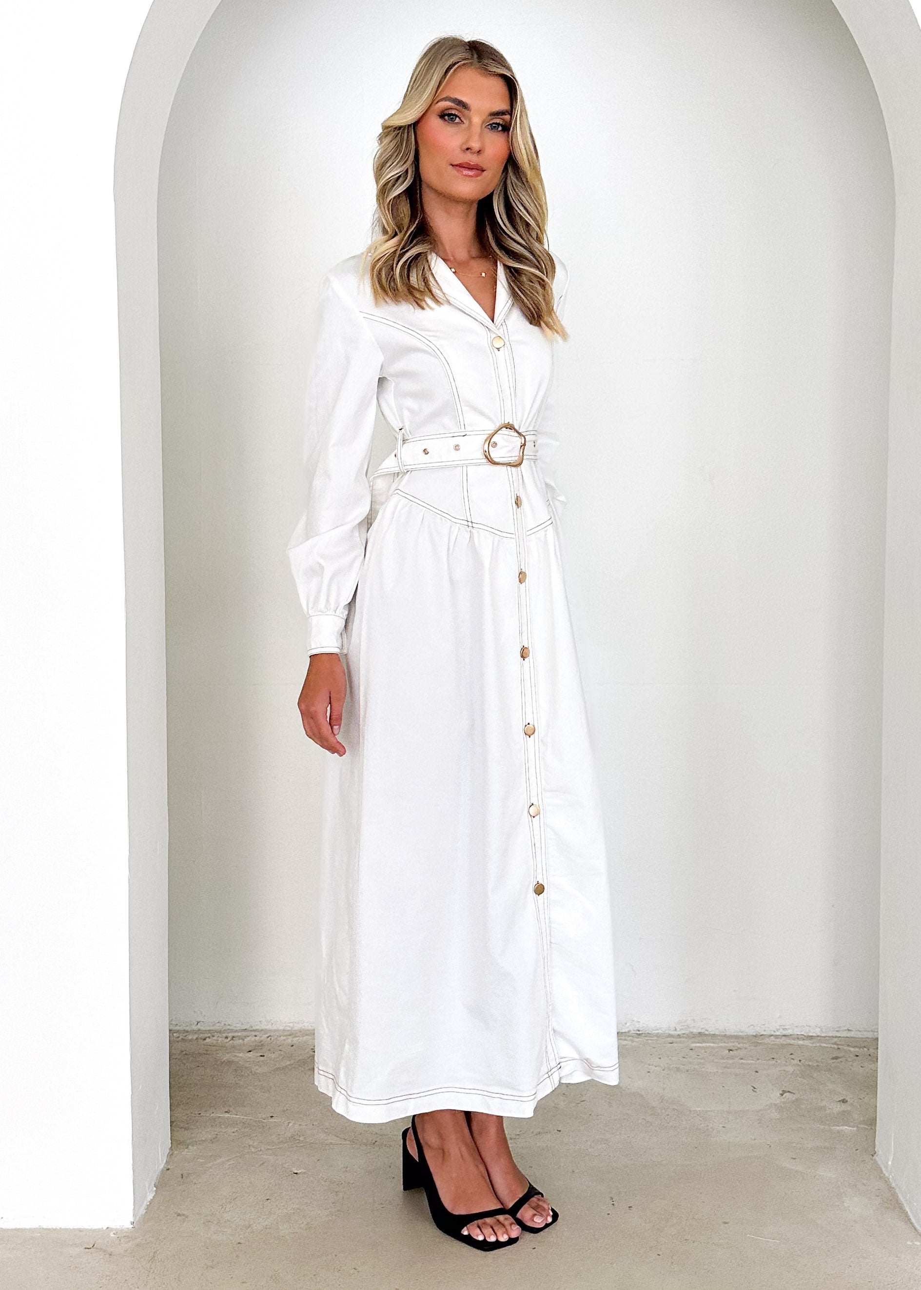 Dazer Denim Maxi Dress - Off White