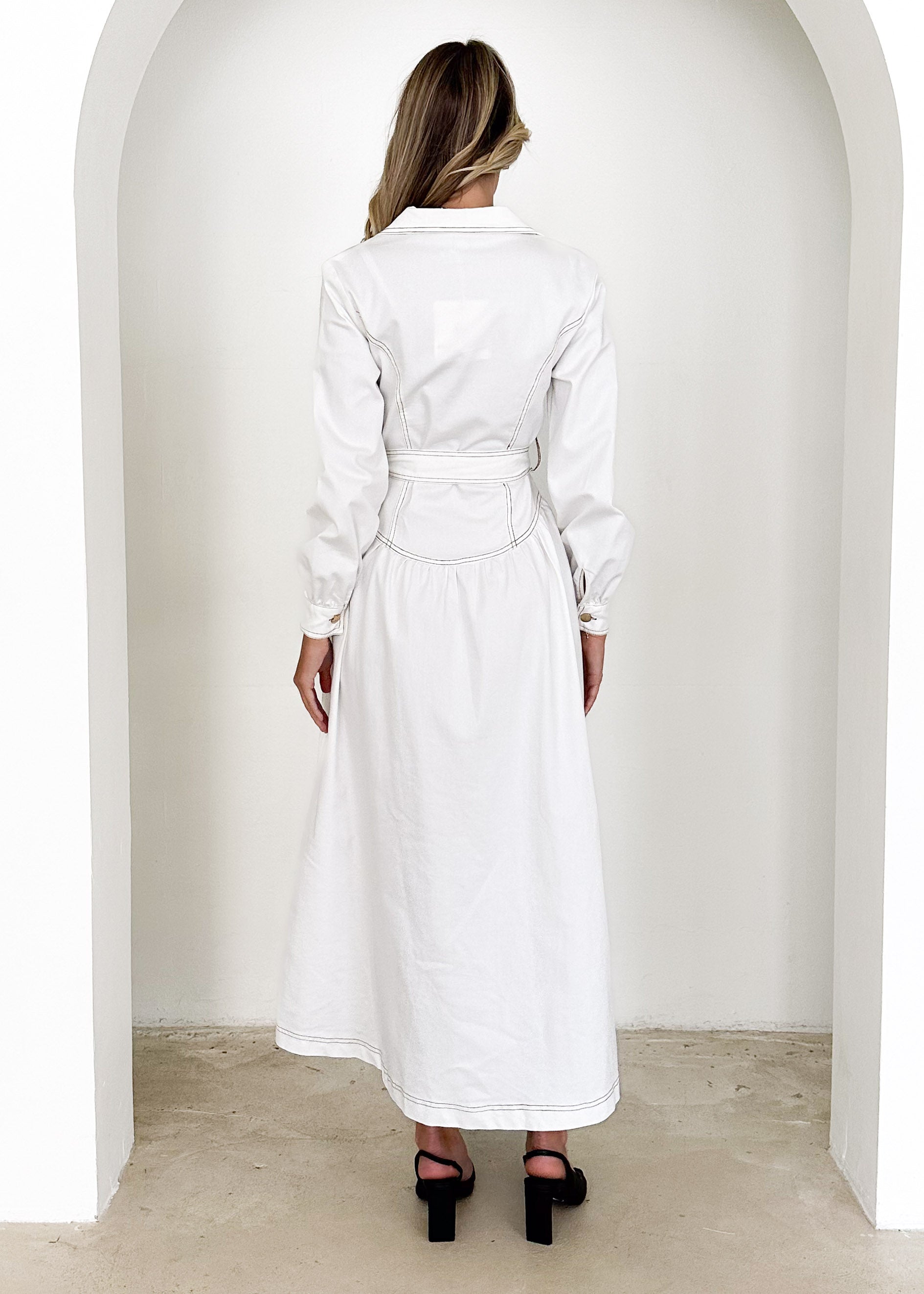 Dazer Denim Maxi Dress - Off White