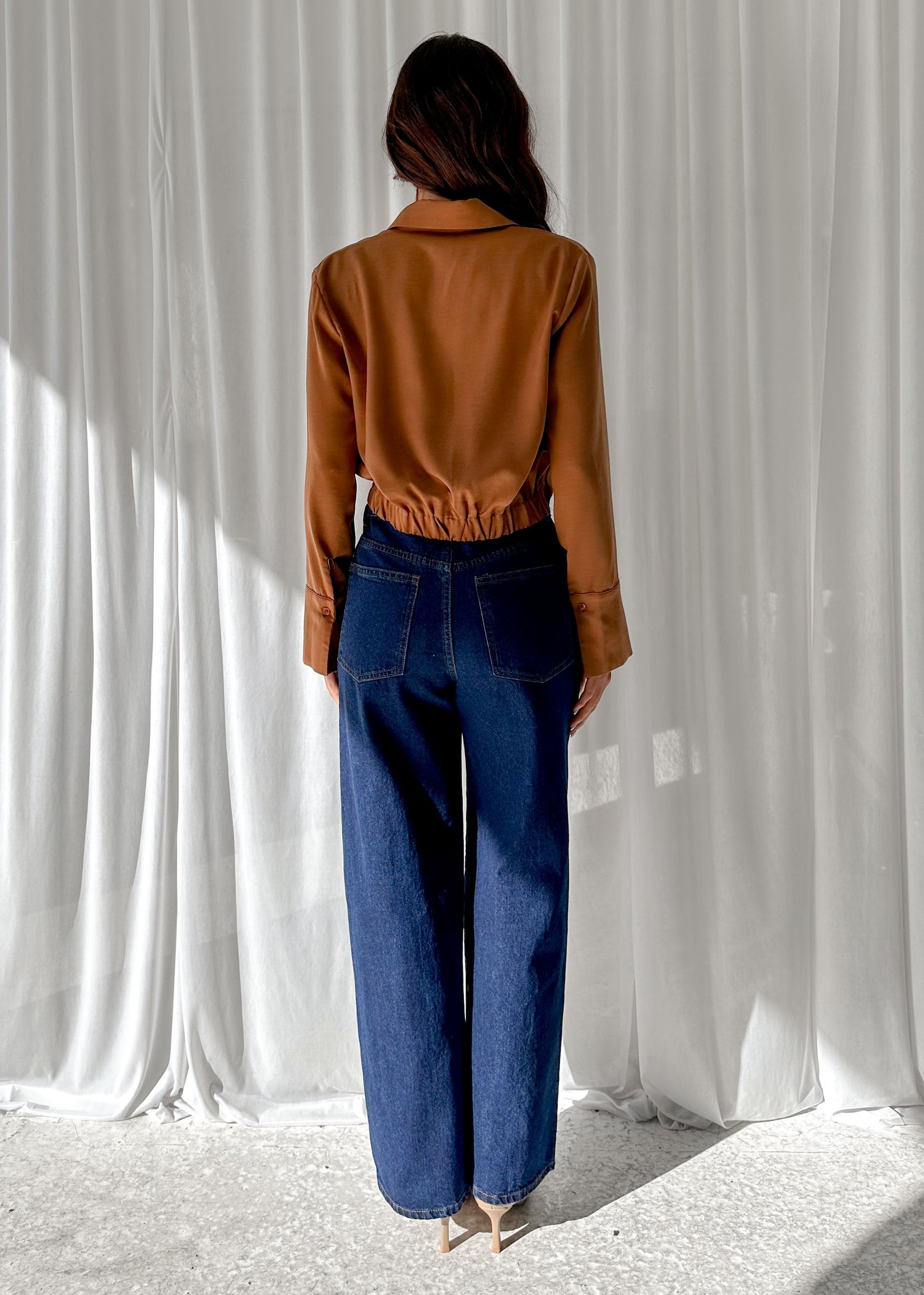 Darla Cropped Shirt - Tan