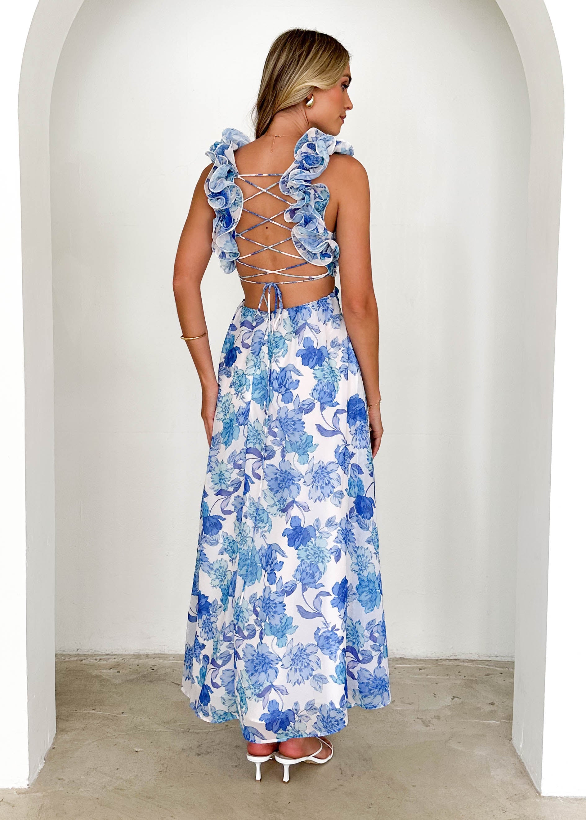 Elba Maxi Dress - Blue Floral