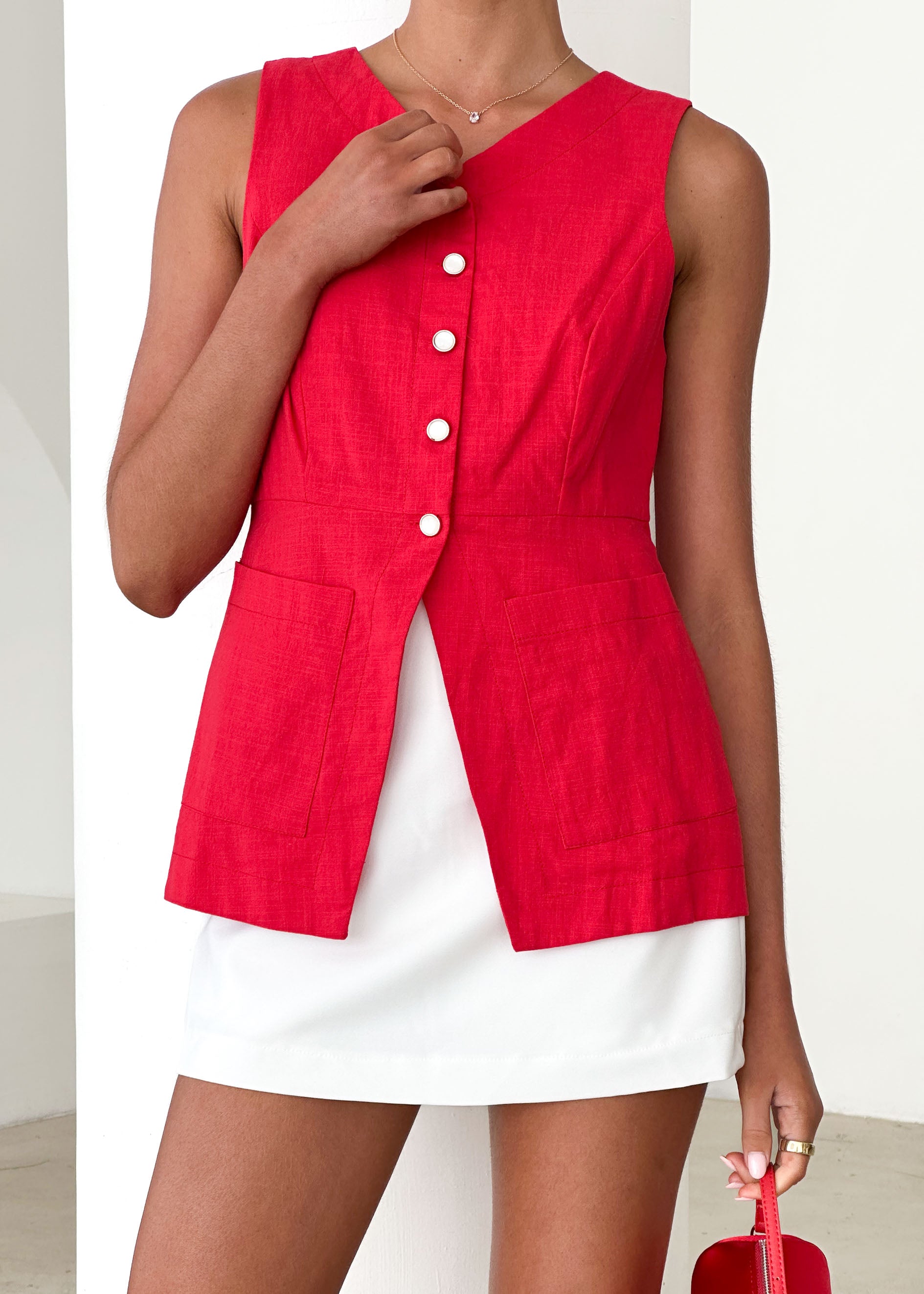 Kaycee Vest Top - Red