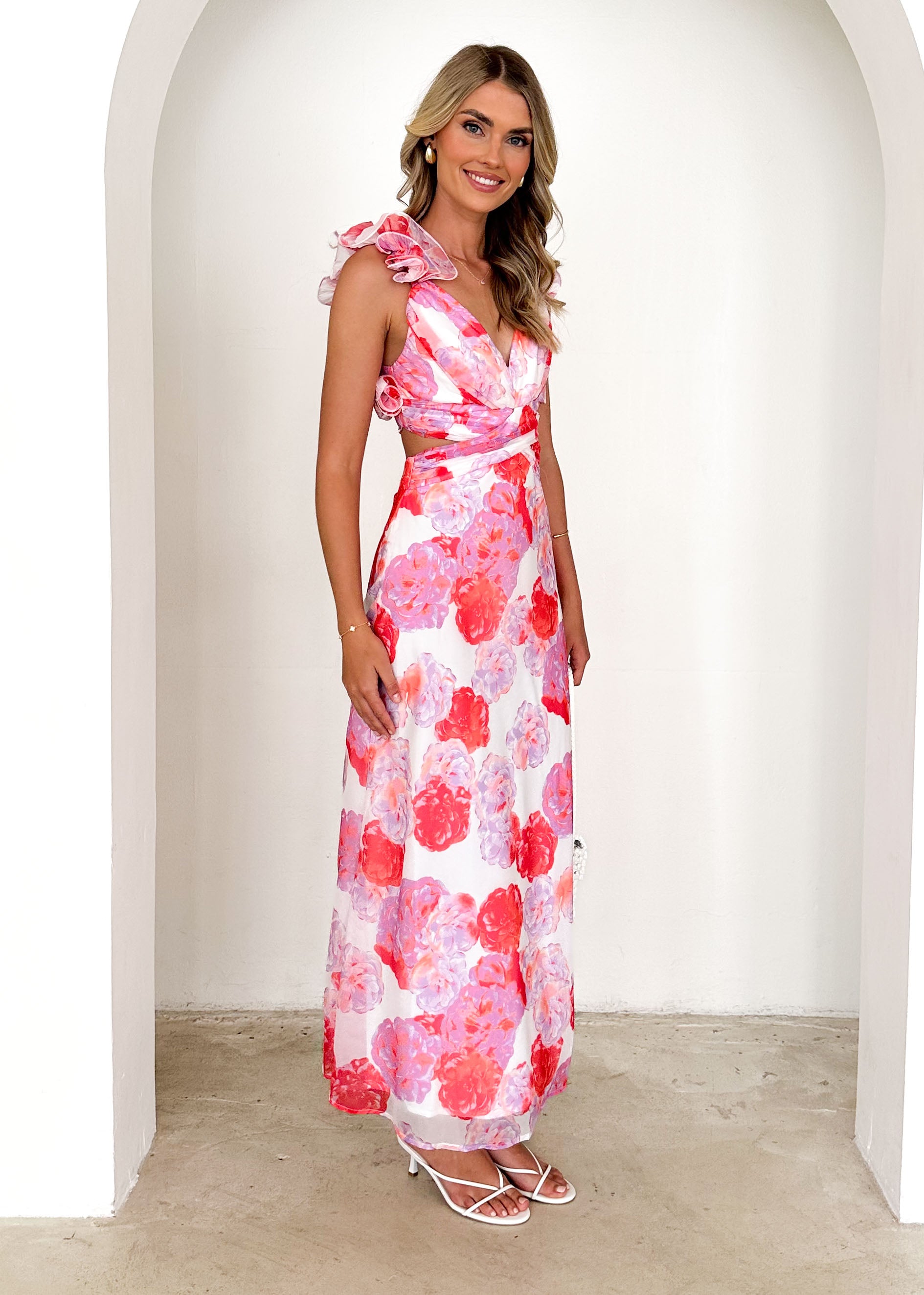 Caribe Midi Dress - Pink Floral