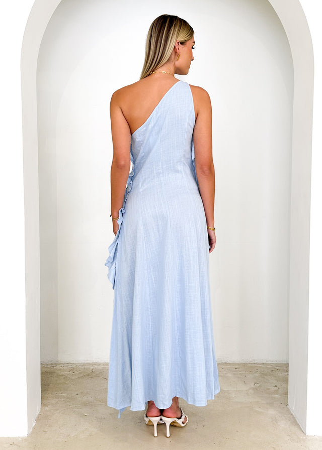 Madro One Shoulder Midi Dress - Powder Blue