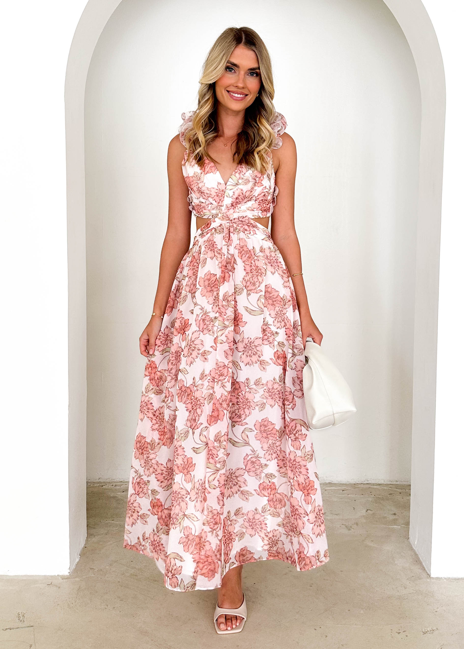 Elba Maxi Dress - Peach Floral