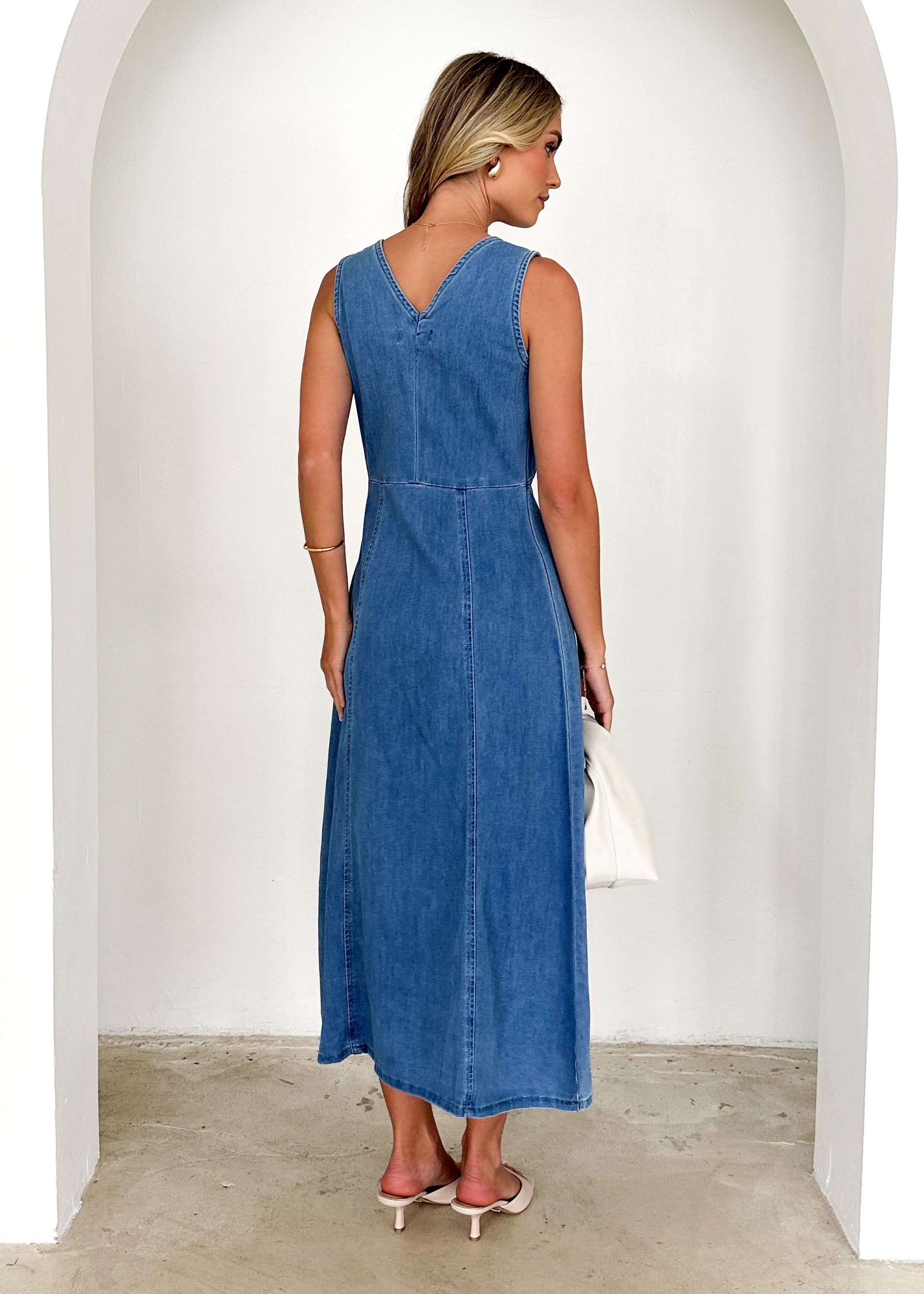 Andie Denim Maxi Dress - Mid Blue