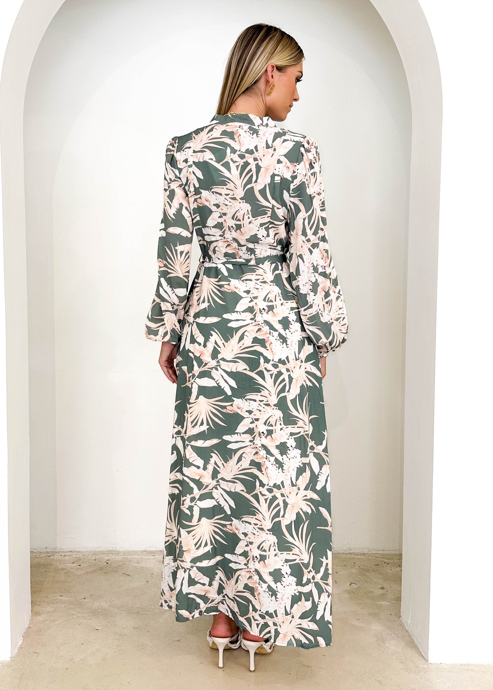 Zrekla Midi Dress - Khaki Floral