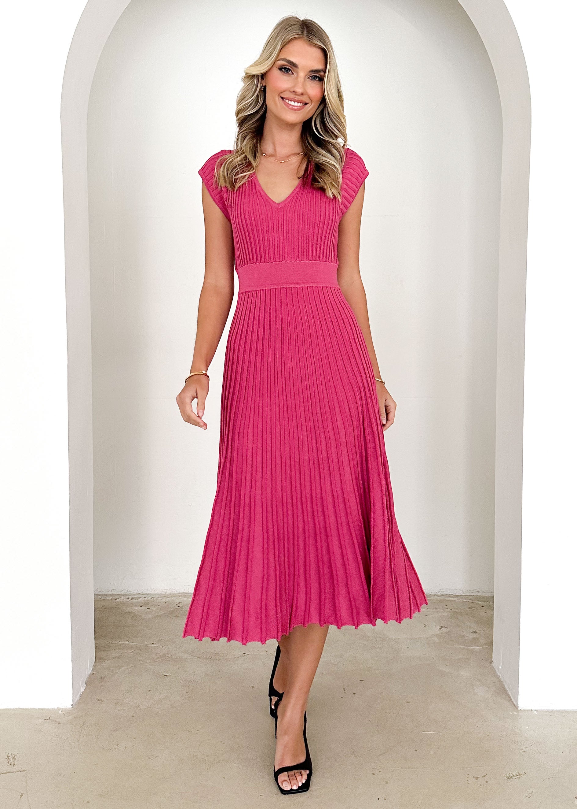 Zevah Knit Midi Dress - Rose Pink