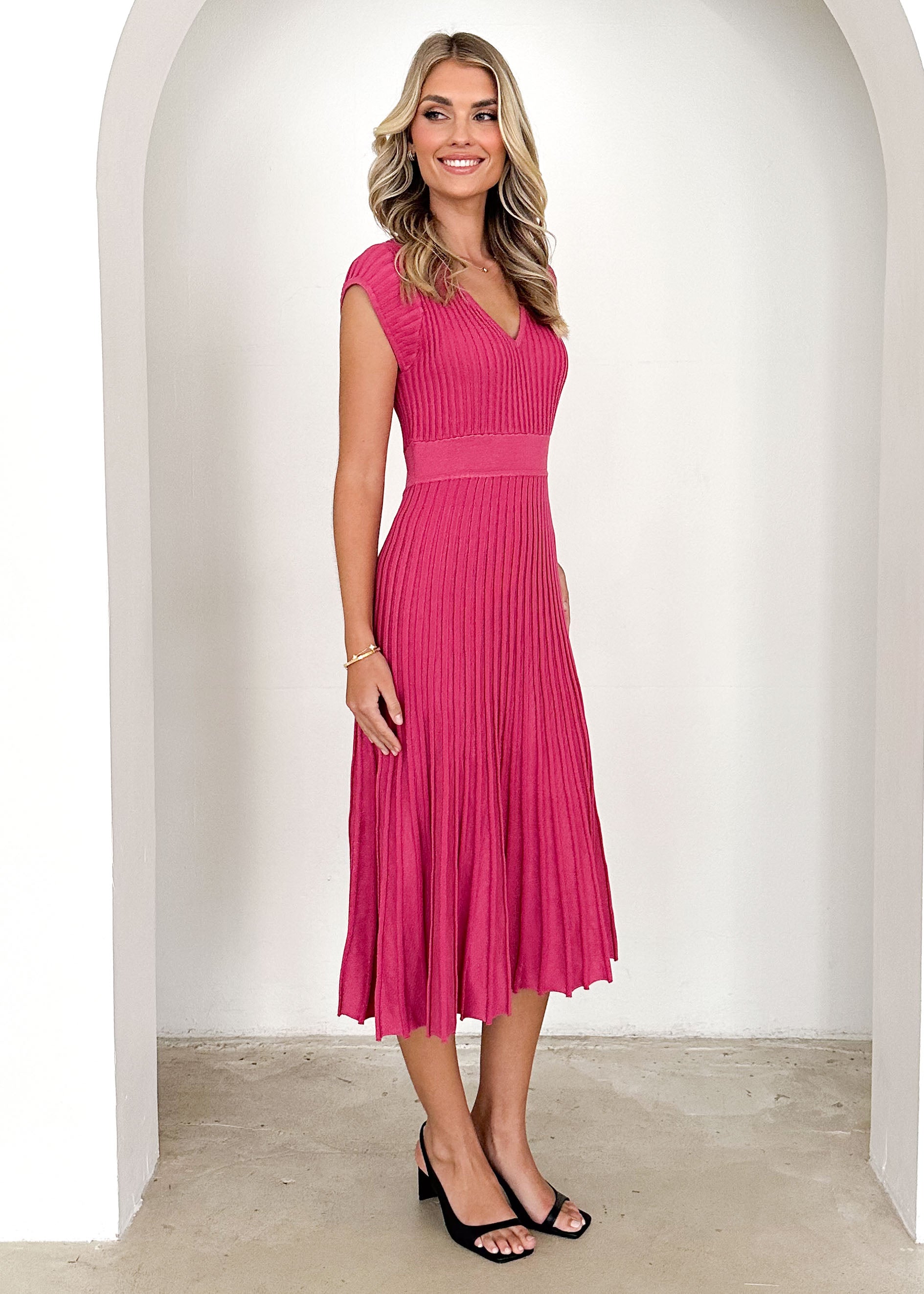 Zevah Knit Midi Dress - Rose Pink