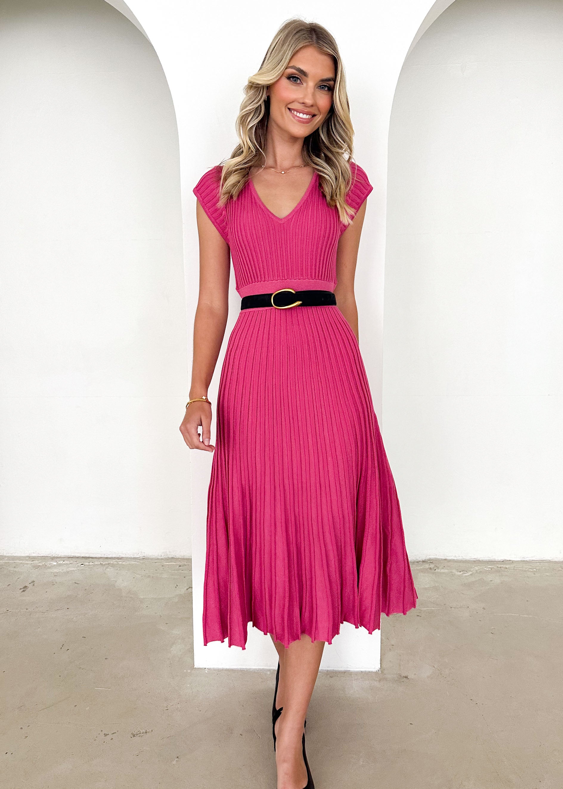 Zevah Knit Midi Dress - Rose Pink