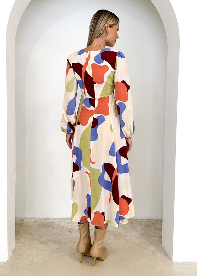 Aubria Midi Dress - Acai Abstract