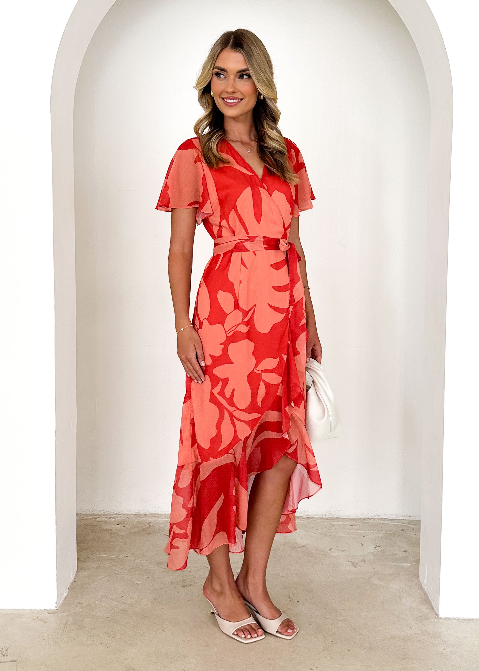 Daisy Midi Dress - Coral Floral