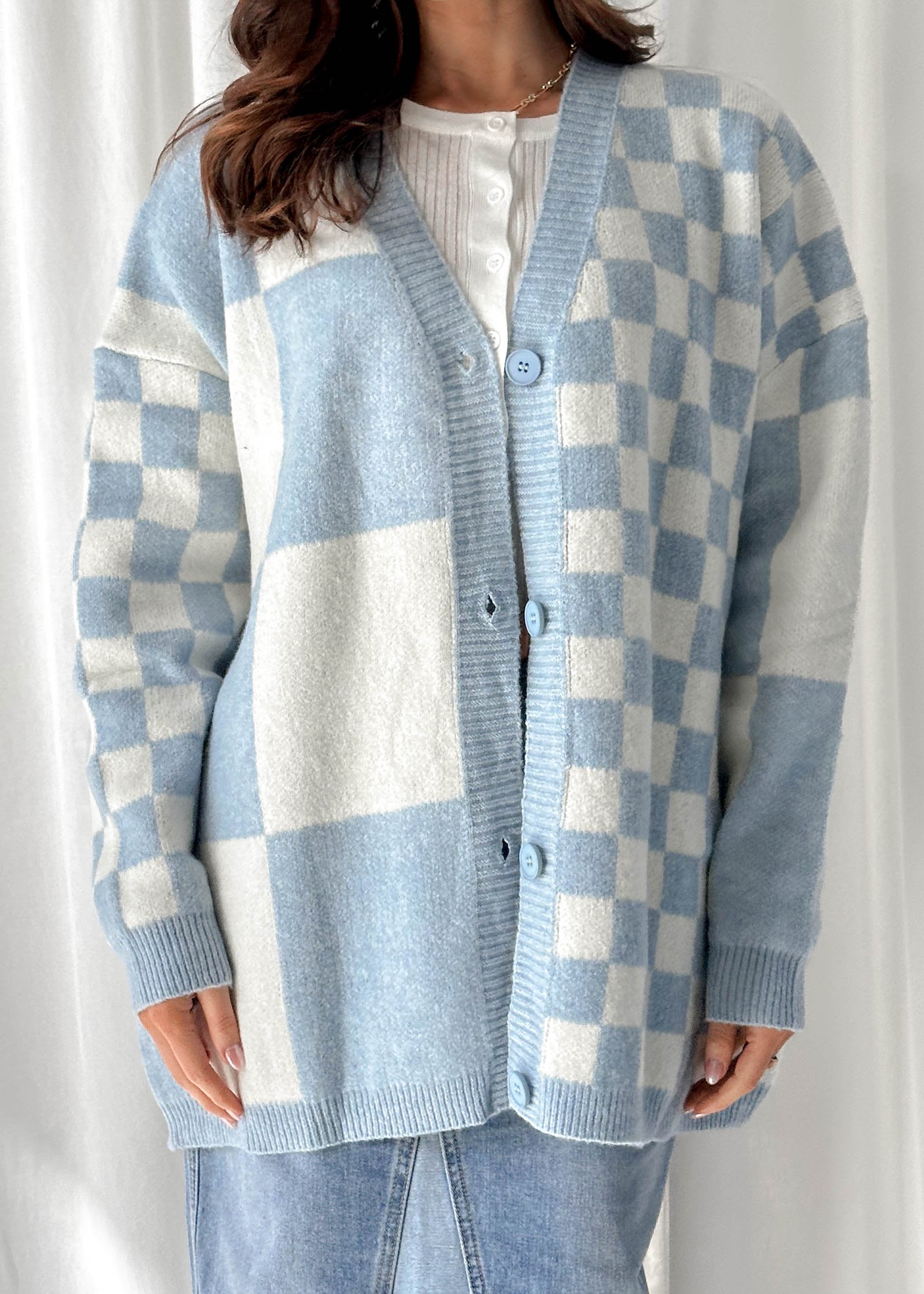 Elcie Cardigan - Sky Check