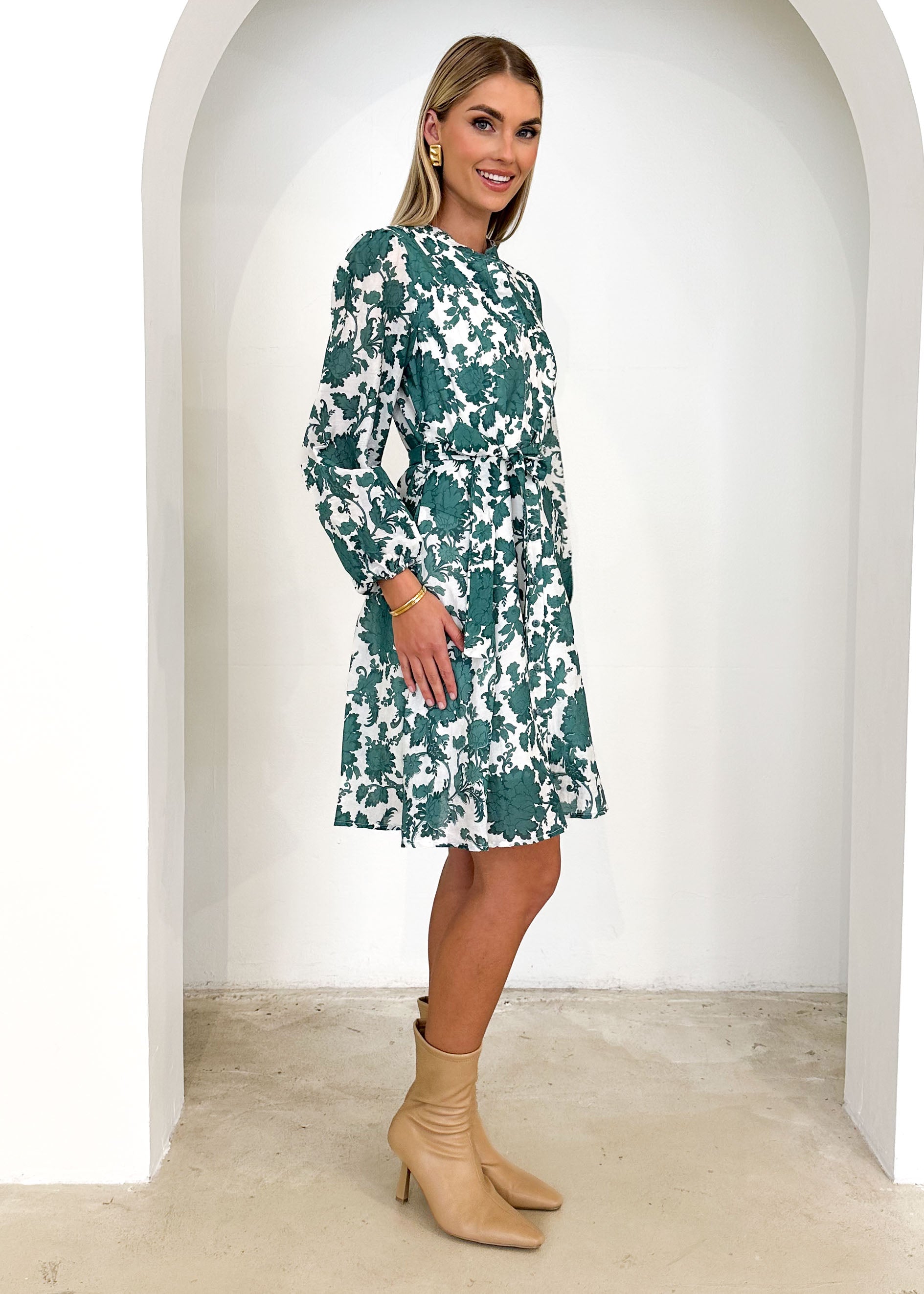 Dessair Dress - Green Floral