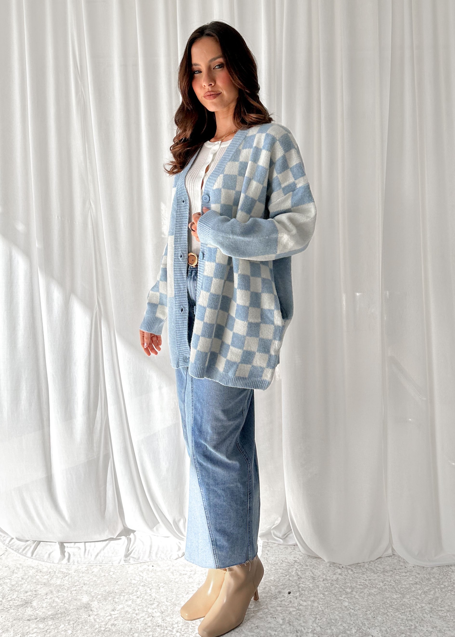 Elcie Cardigan - Sky Check