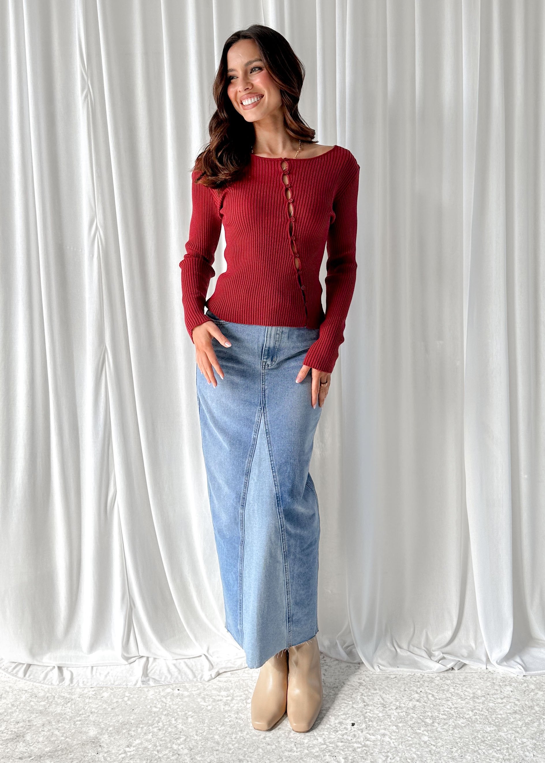 Eleonore Knit Top - Burgundy