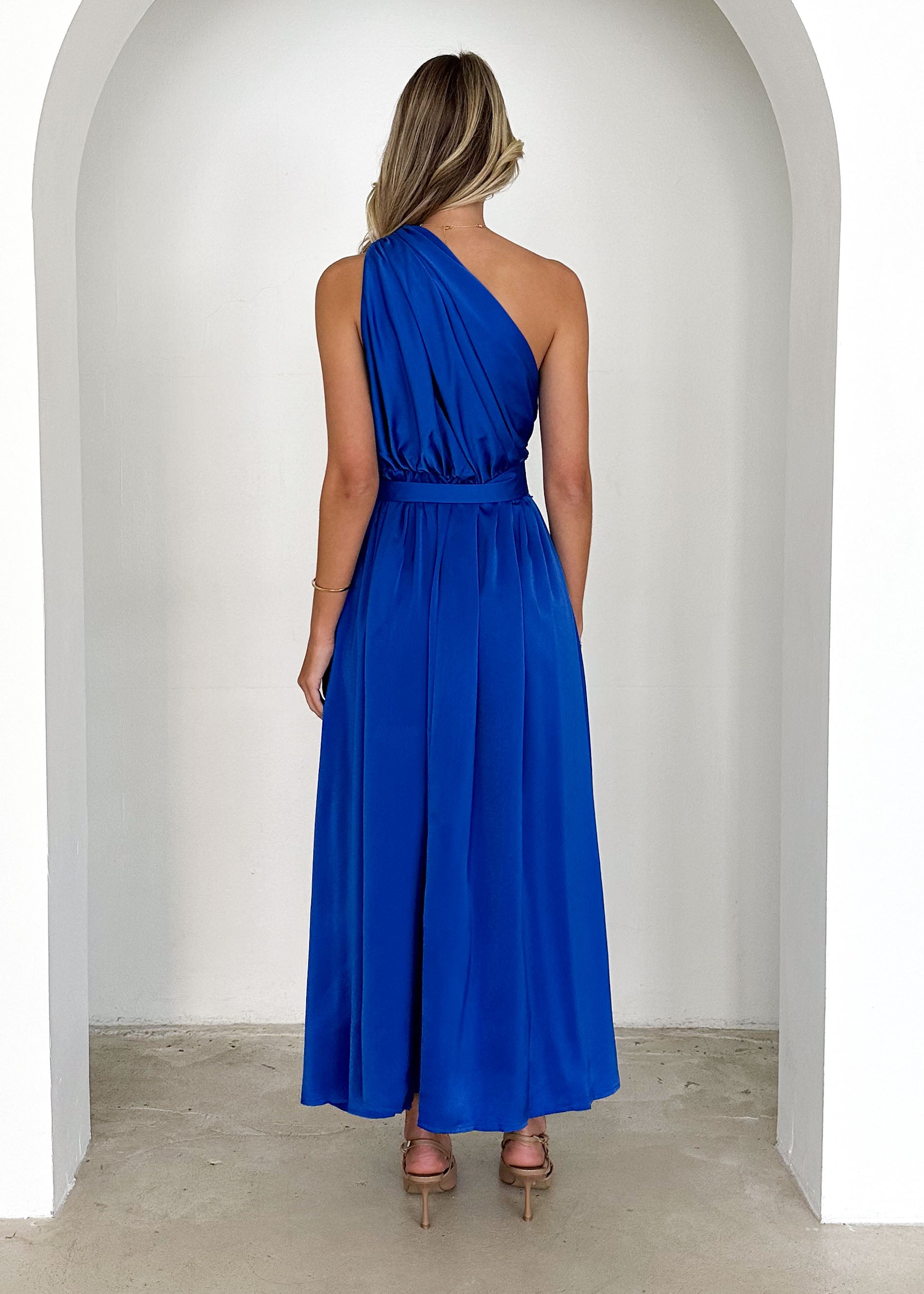 Korah One Shoulder Midi Dress - Cobalt