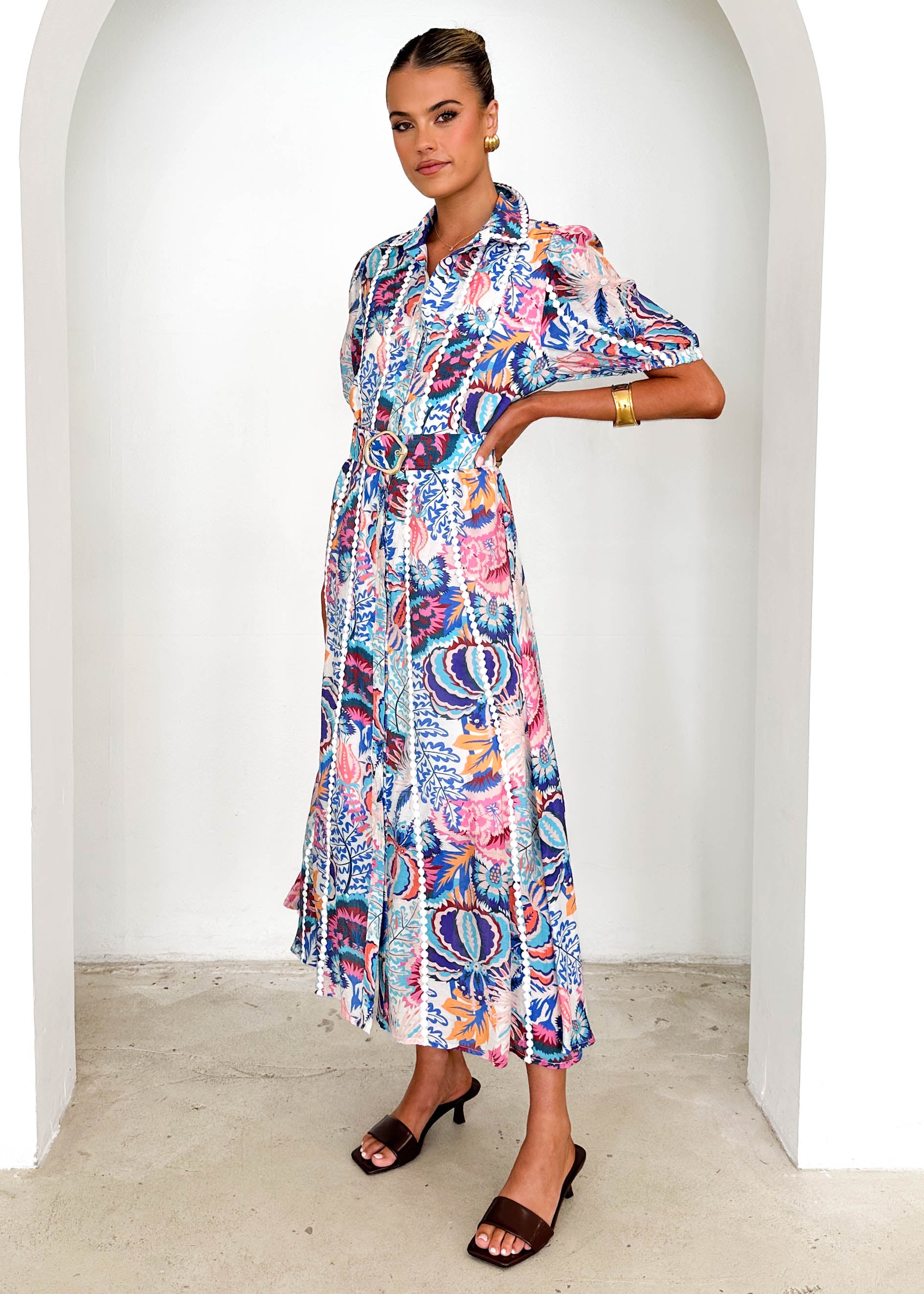 Mannia Maxi Dress - Blue Peacock