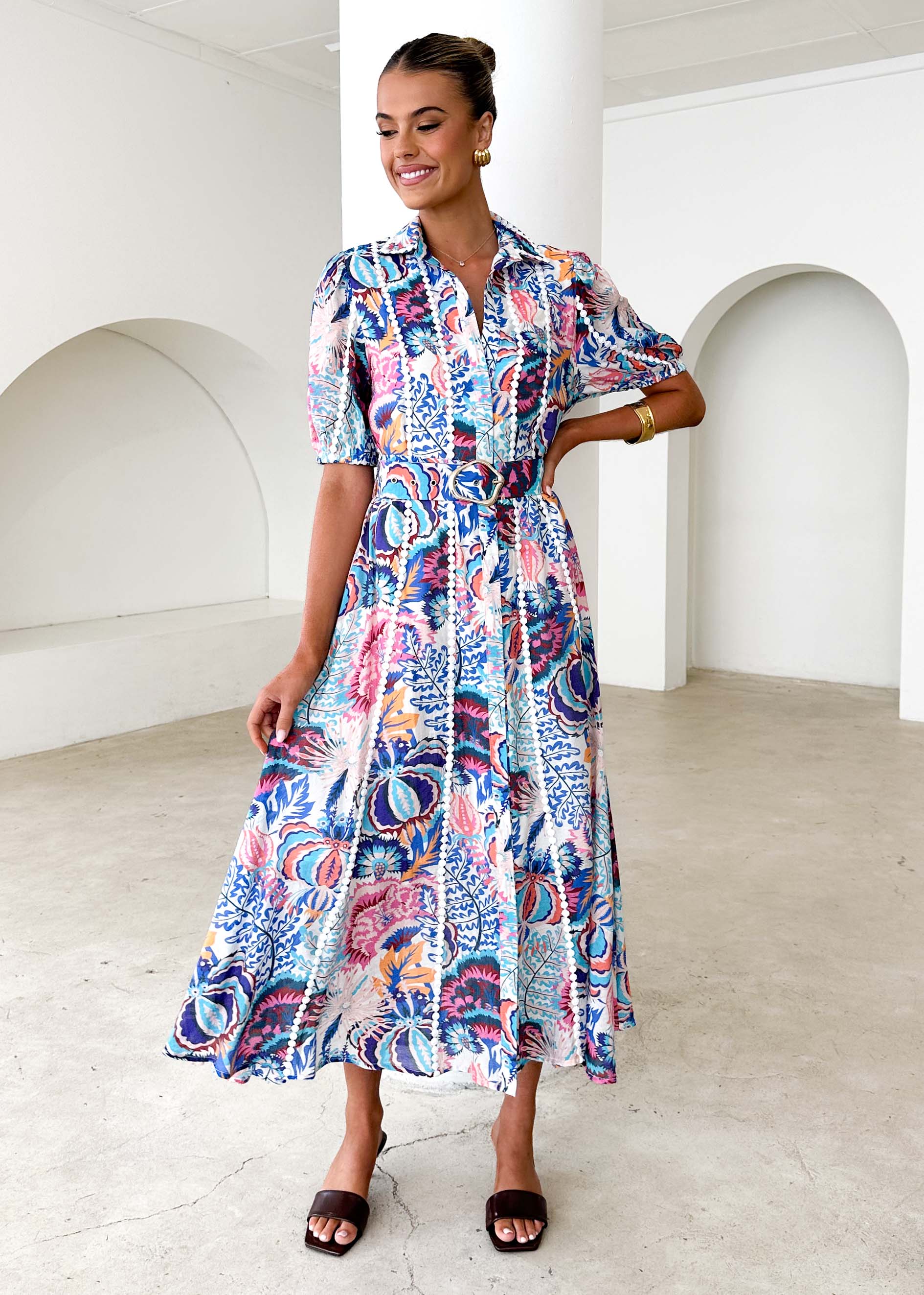 Mannia Maxi Dress - Blue Peacock