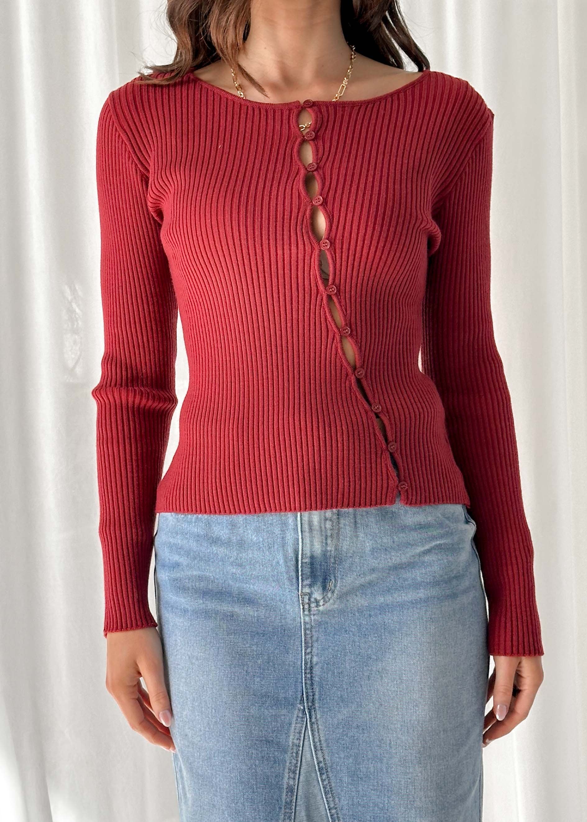 Eleonore Knit Top - Burgundy