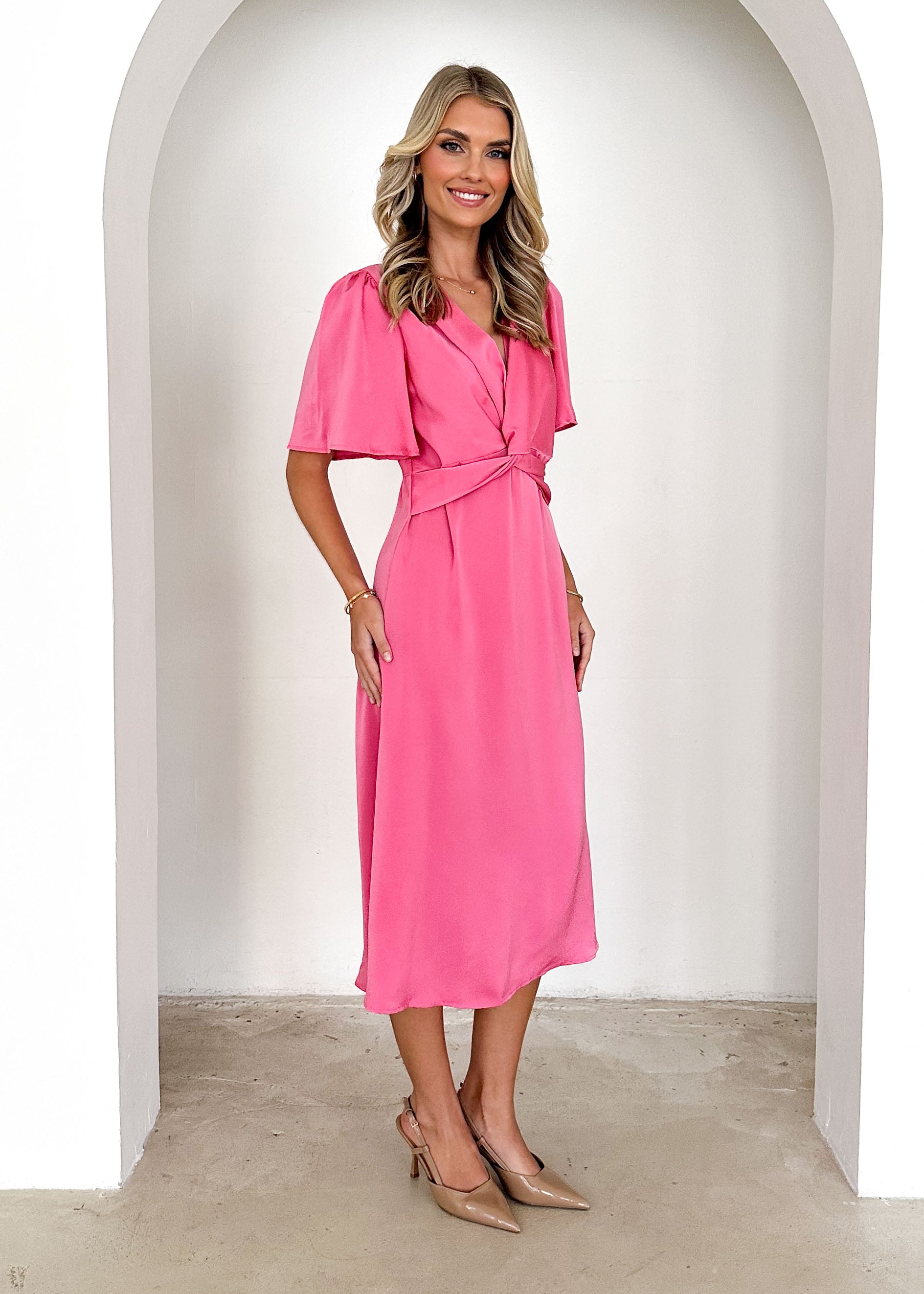 Dario Midi Dress - Hot Pink