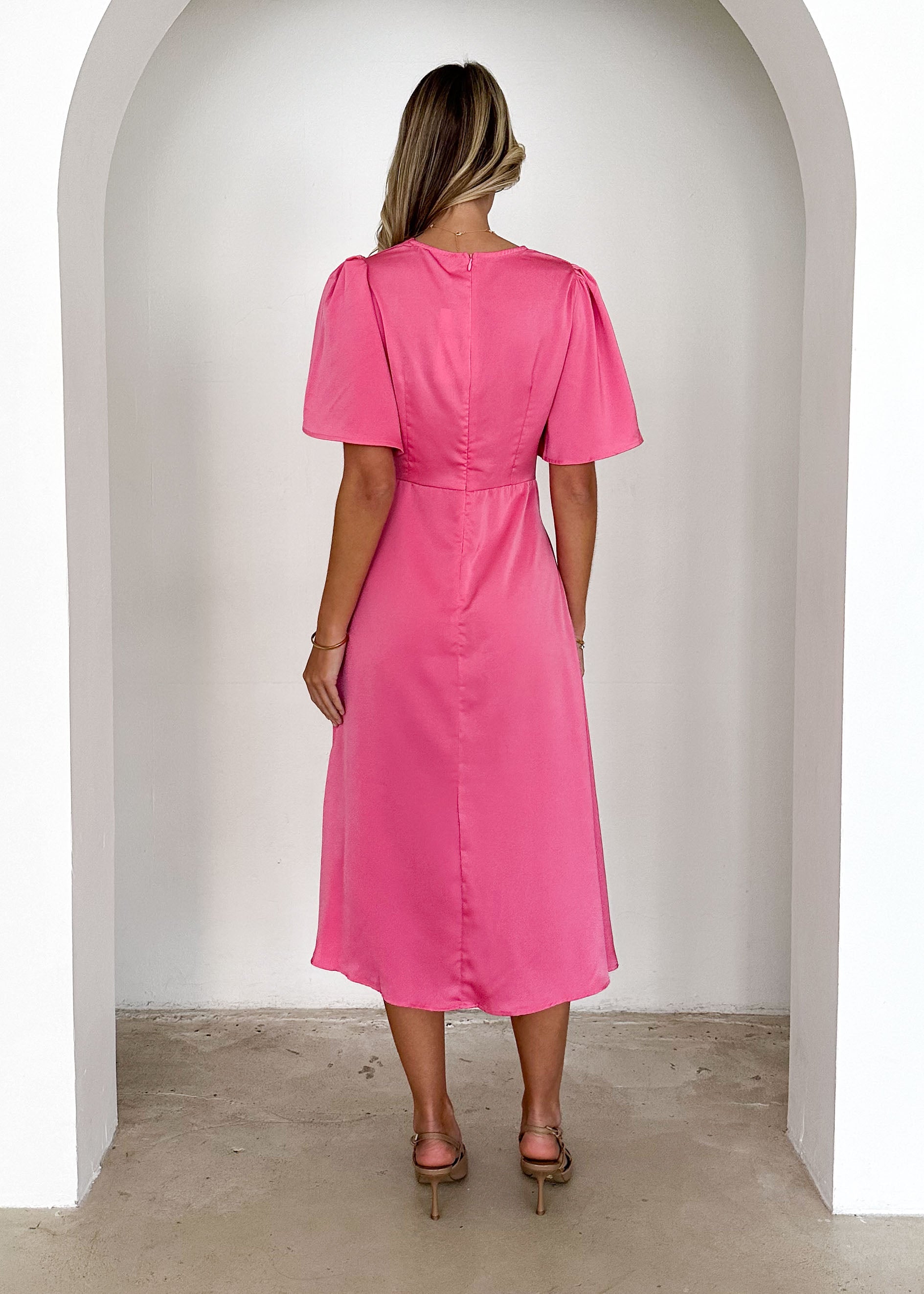 Dario Midi Dress - Hot Pink